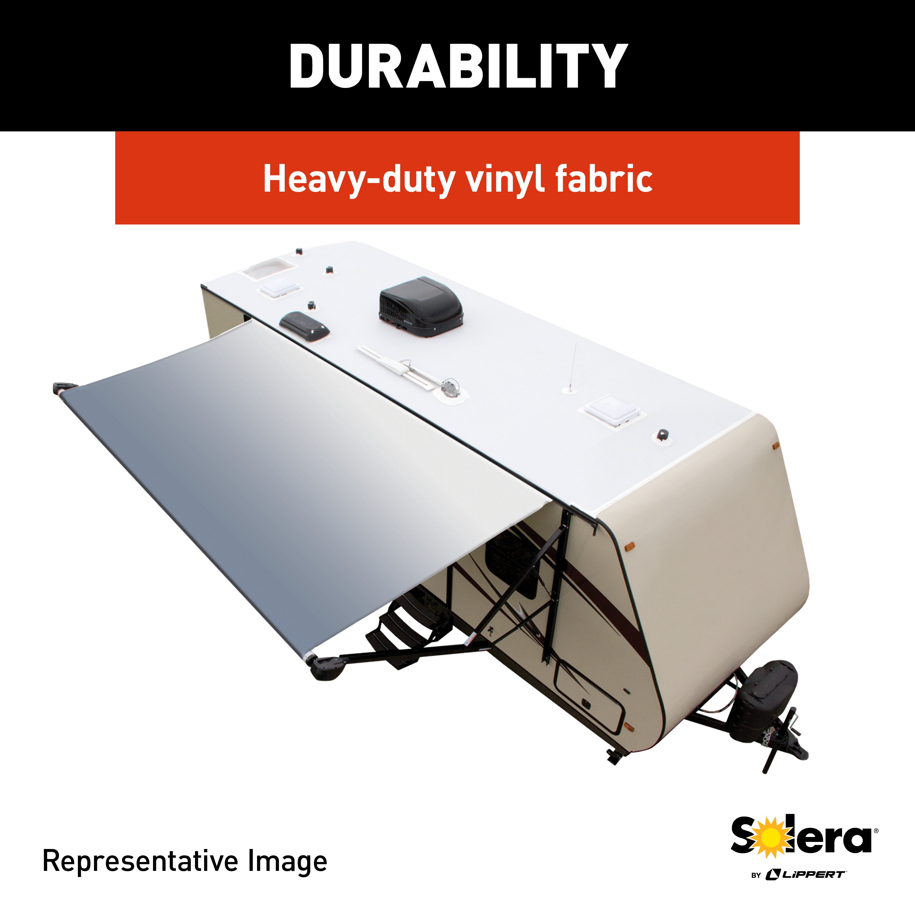 Solera 19' Power & Hybrid Awning Roller Assembly - Sand Fade (Black When Closed) #V000231497 - Image 4