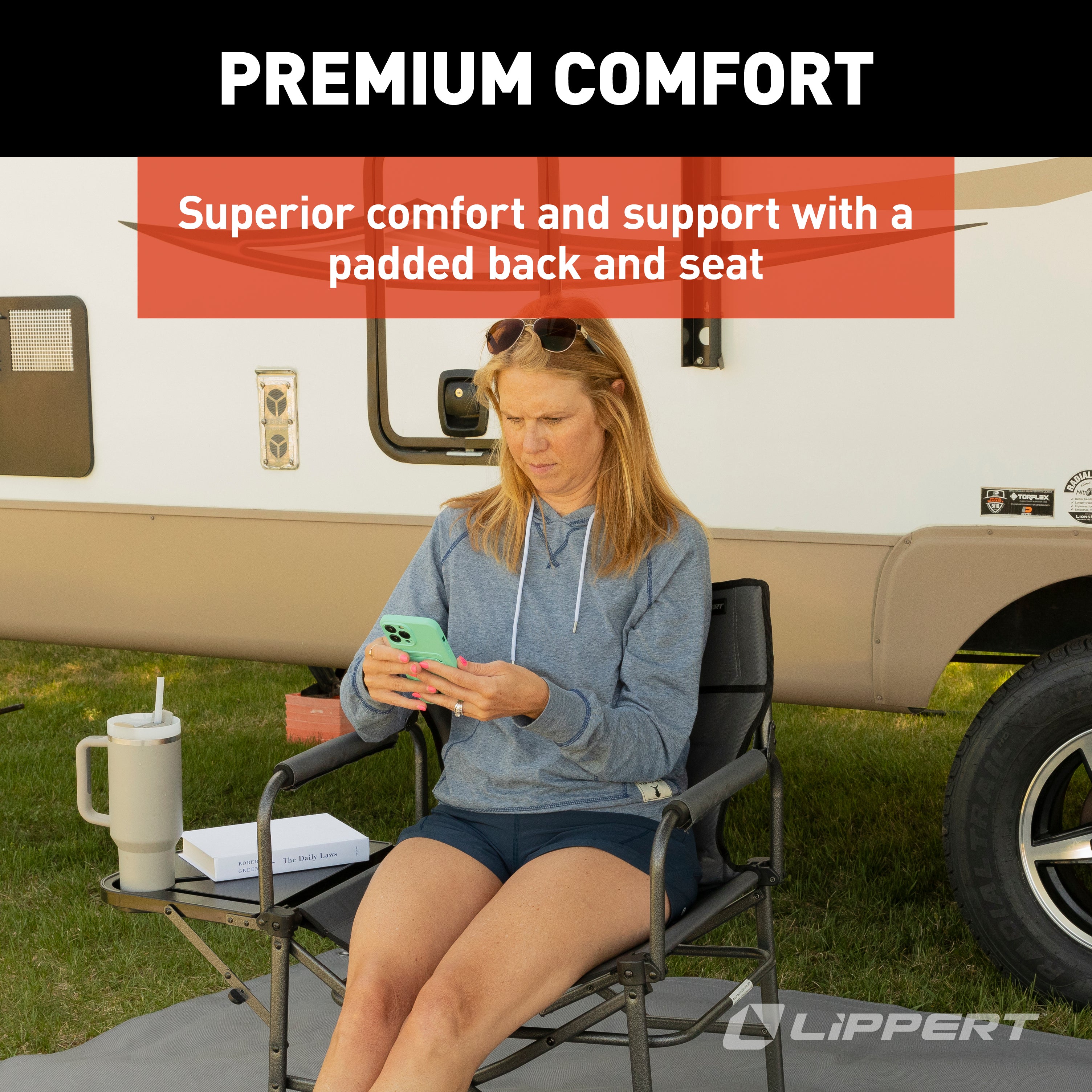 Lippert Scout Xl Director Chair With Side Table - Dark Grey - Image 3