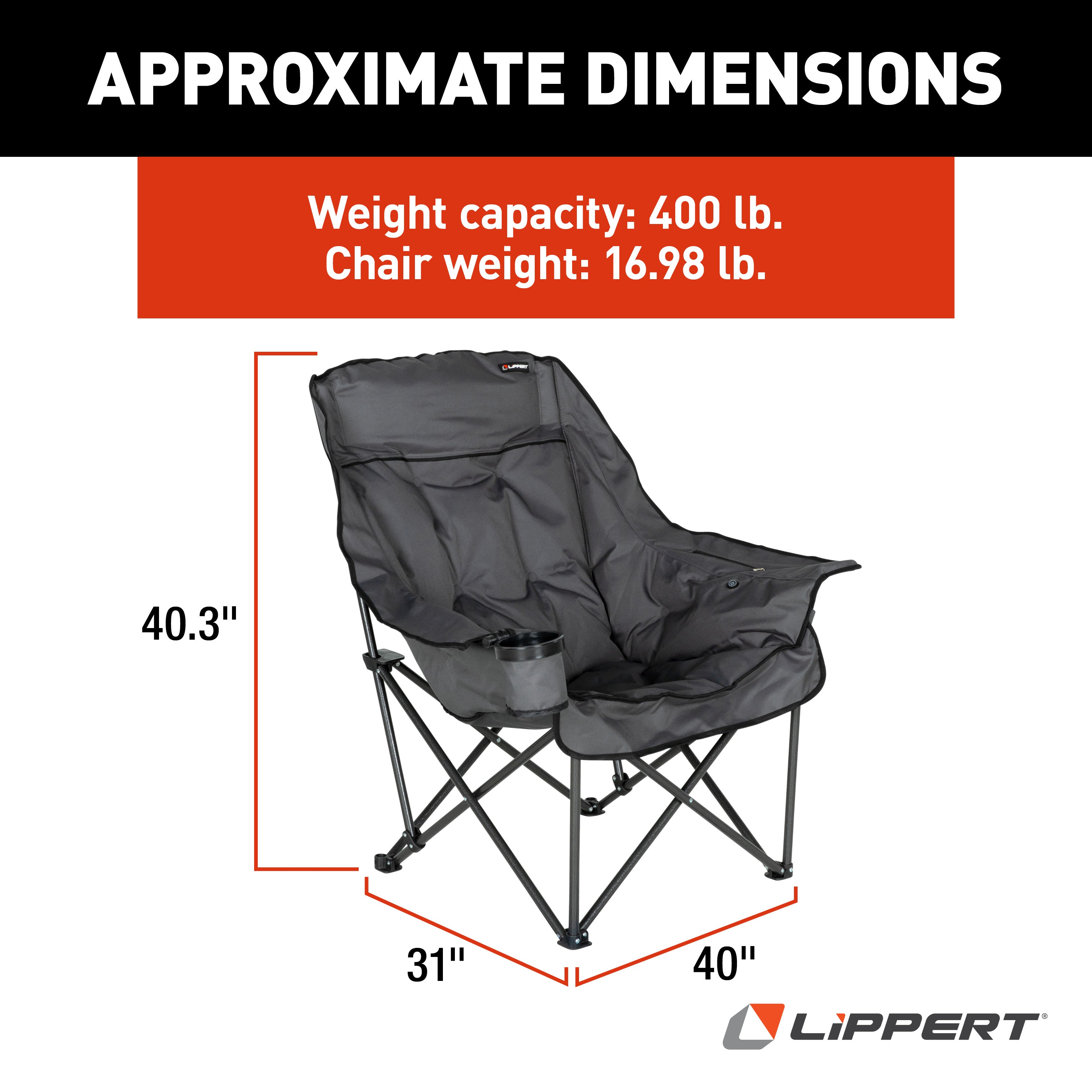 Lippert Big Bear Heated Chair - Dark Grey #2024043334 - Image 3