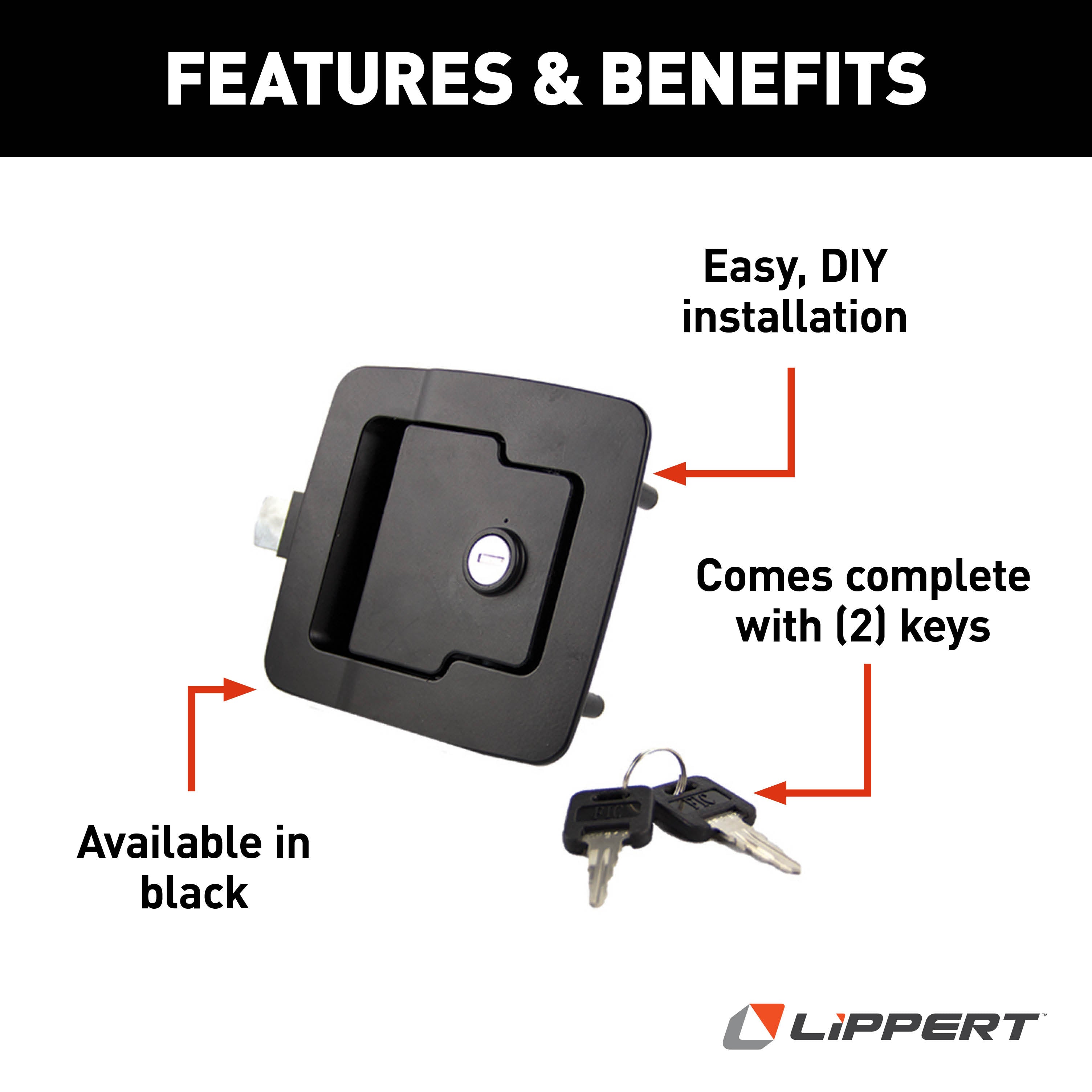 Lippert Rv Baggage Door Lock With Global Latch - Black #346693 - Image 2