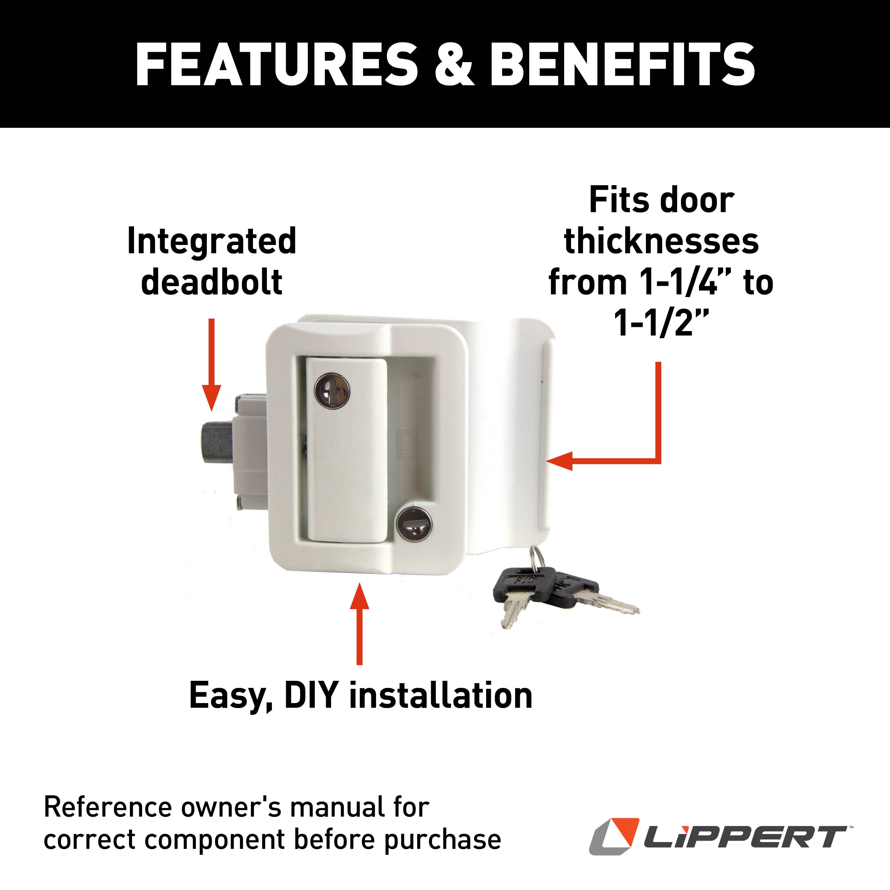 Lippert Global Entry Door Latch For Travel Trailers - Black #2020102689 - Image 3
