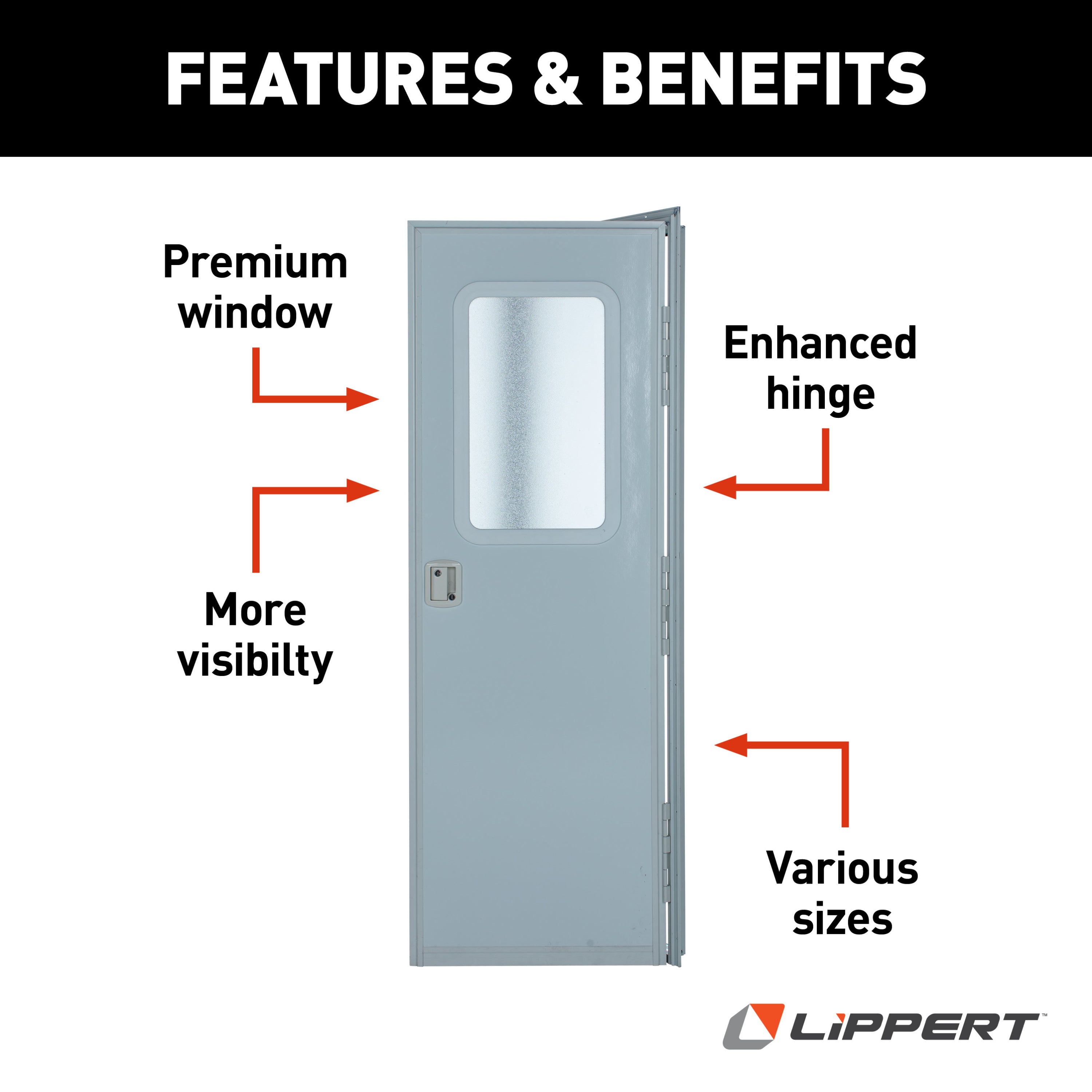 Lippert - Right Hinge Rv Square Entry Door With Screen Door - 24" X 68" (Polar White) - Image 4