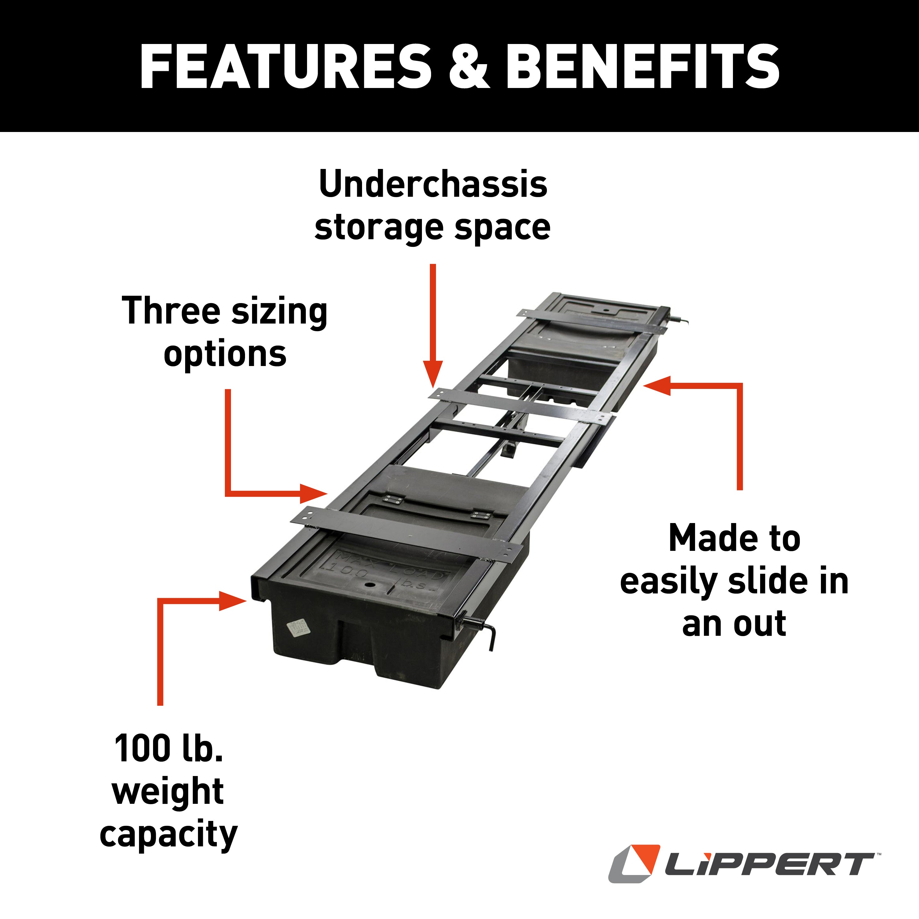 Lippert Rv Underchassis Large Double Bin Storage System - 99.5" X 22.5" #236558 - Image 3