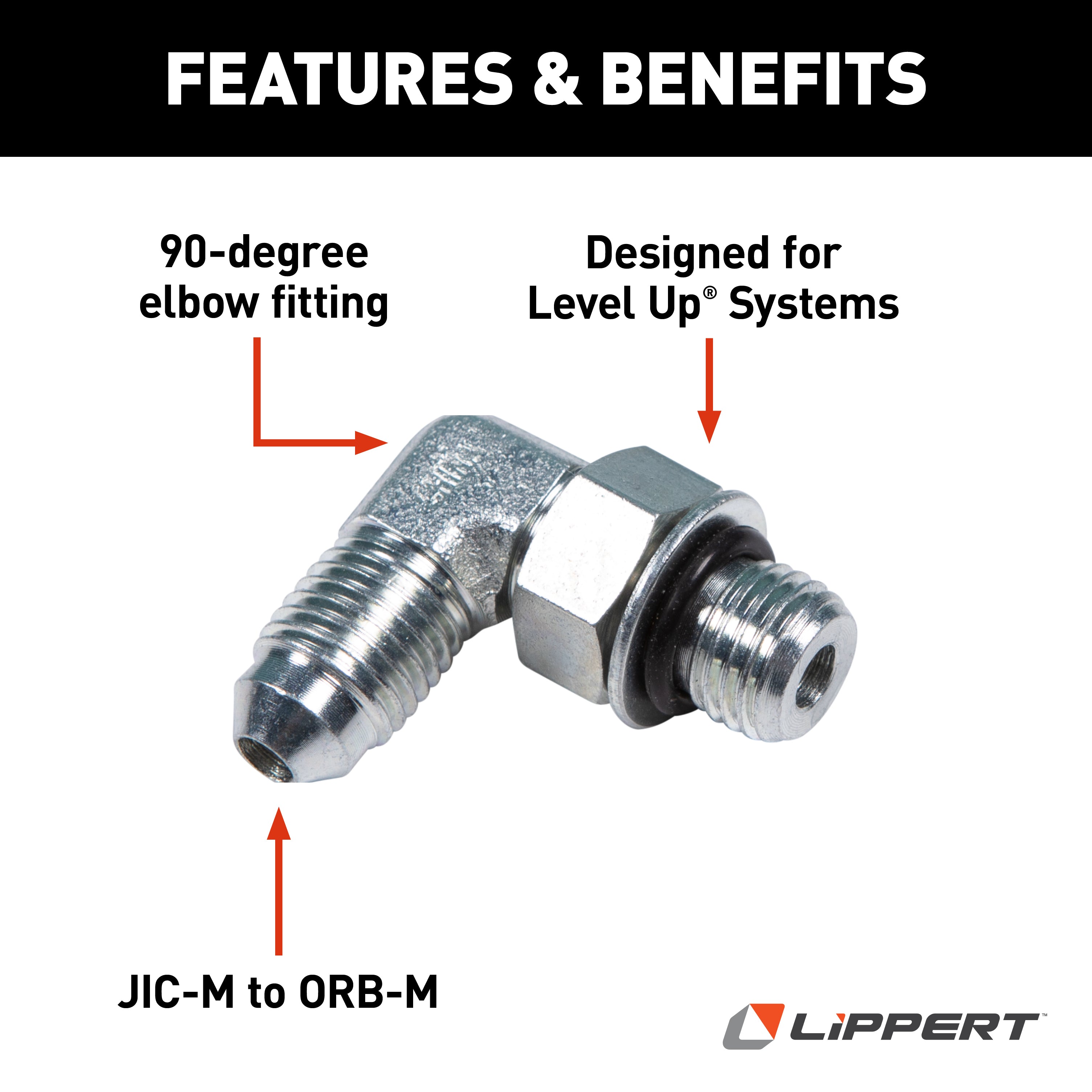 Lippert 1/4" 90° Elbow Hydraulic Leveling System Fitting #6801-04-04 - Image 3