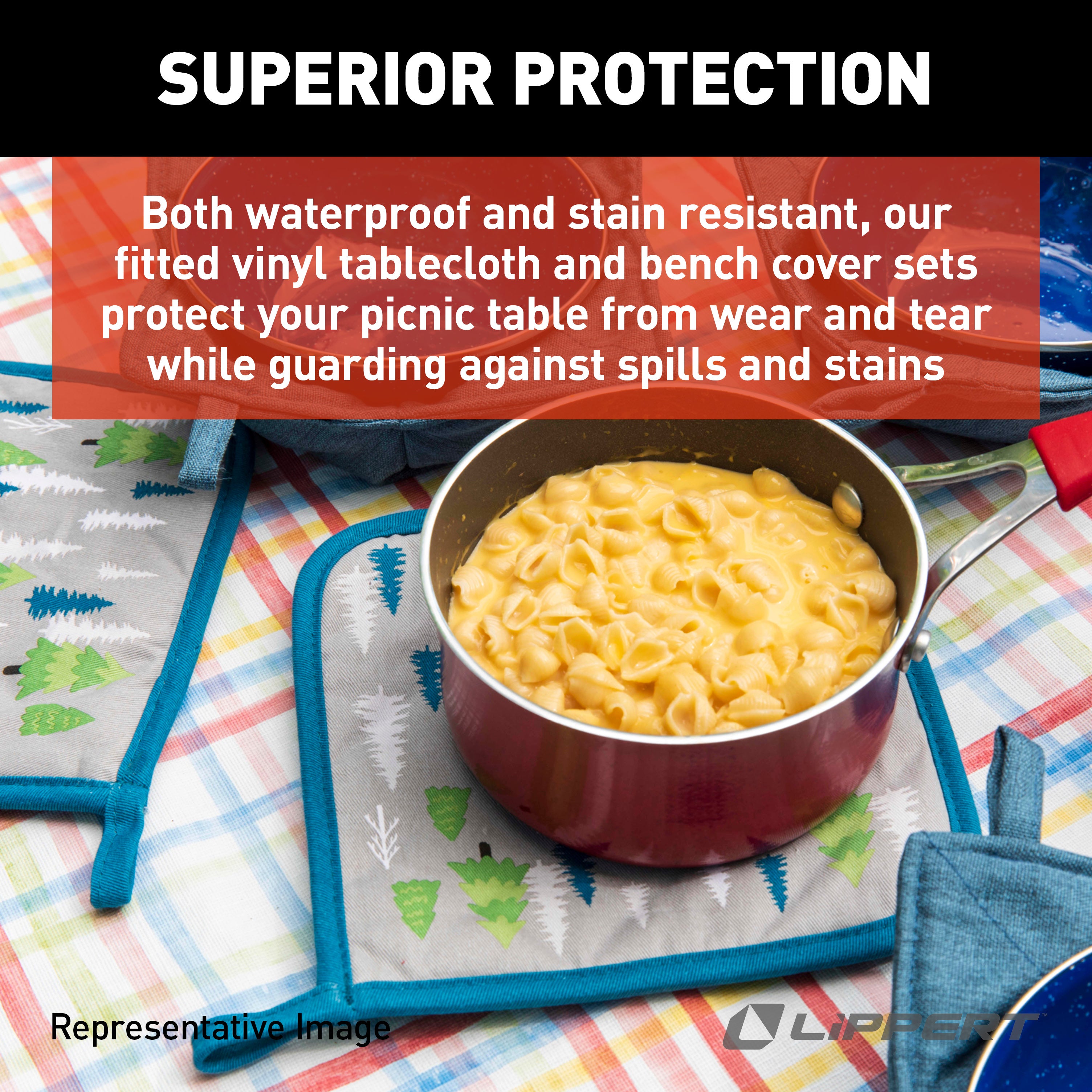 Lippert Vinyl Tablecloth With Bench Covers - Lemon Toss #2022107834 - Image 7