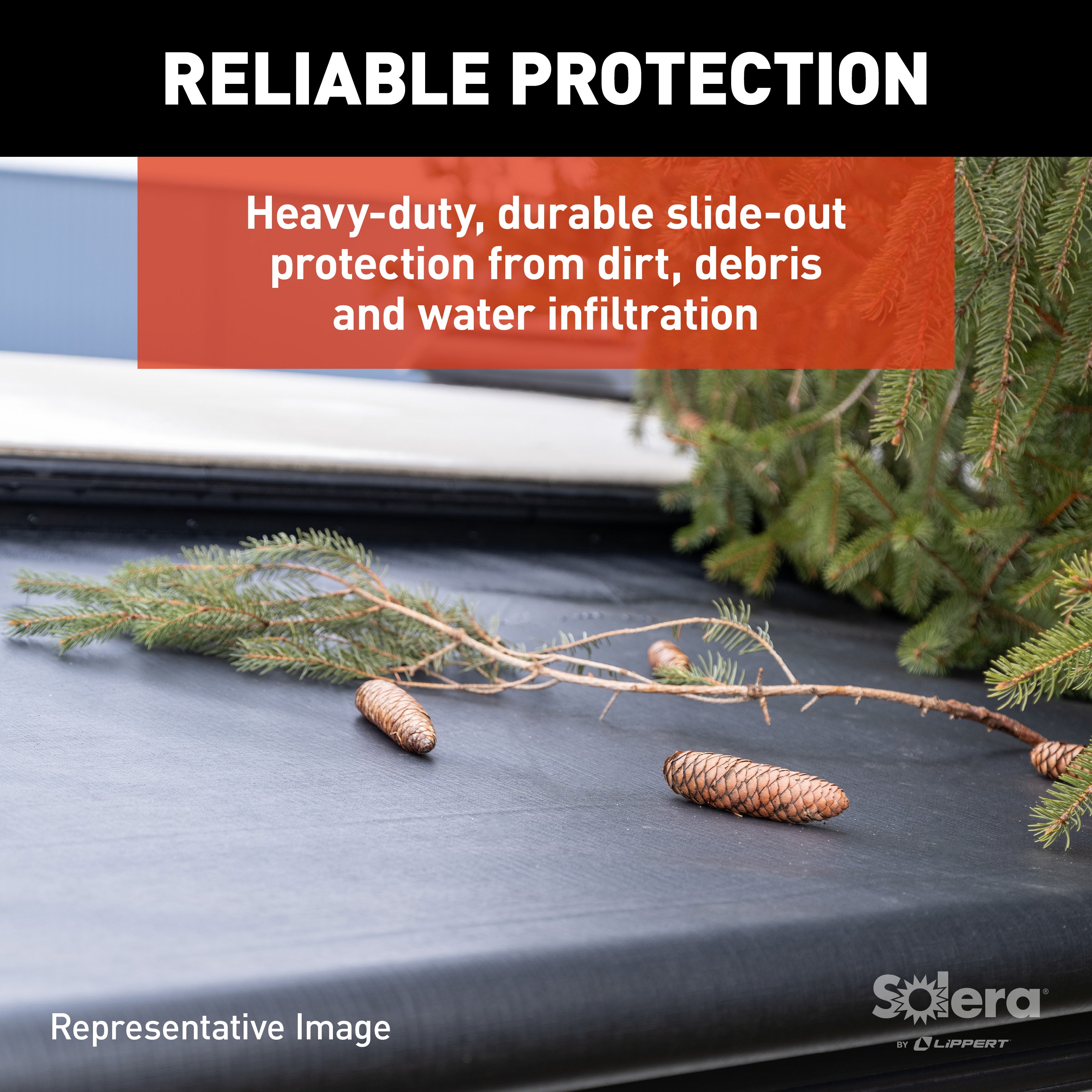 Solera 5000 Series Slide Topper Awning, Black - 8'6" (8'1" Fabric) #V000168107 - Image 3