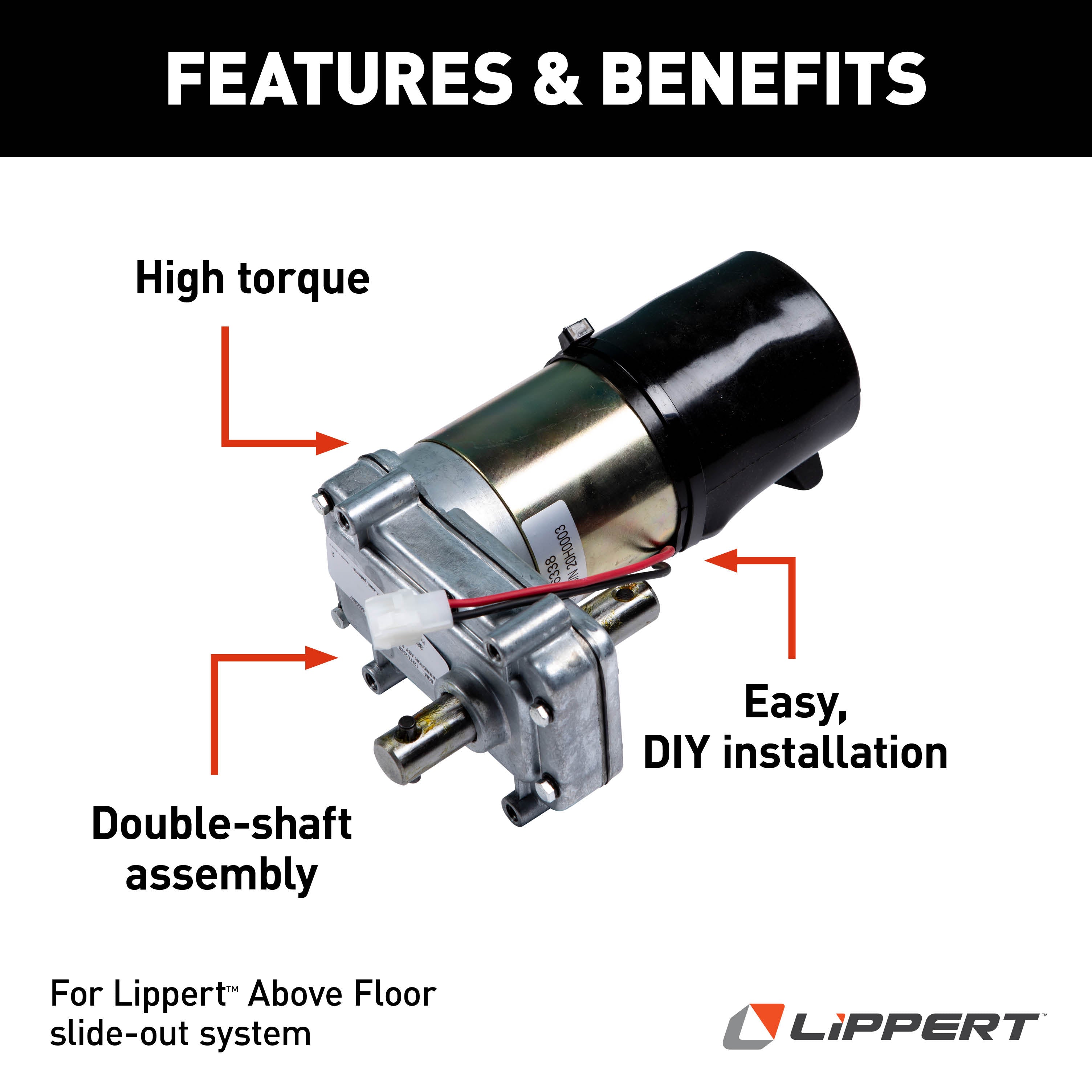 Lippert - Gear Motor Assembly With Pin - Double Shaft (High Torque) - Image 2