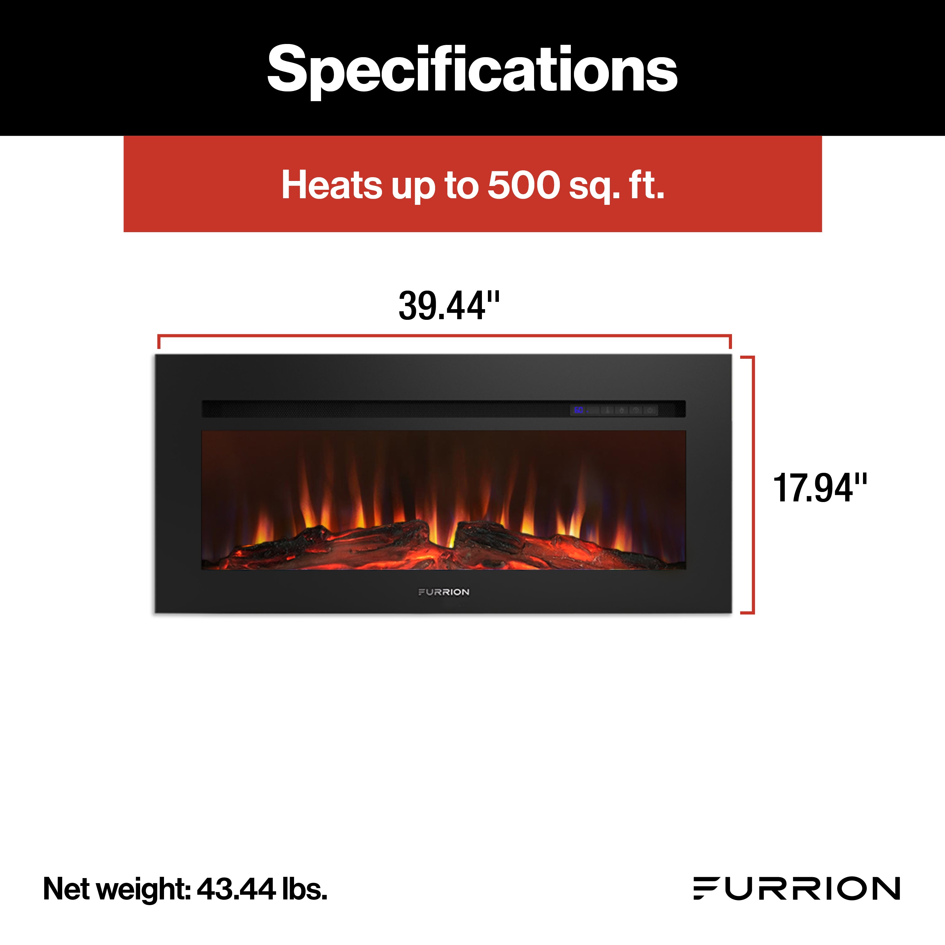 Furrion Built-In Electric Rv Fireplace - Wood Platform, 40" #Ff40Sw15A-Bl - Image 2