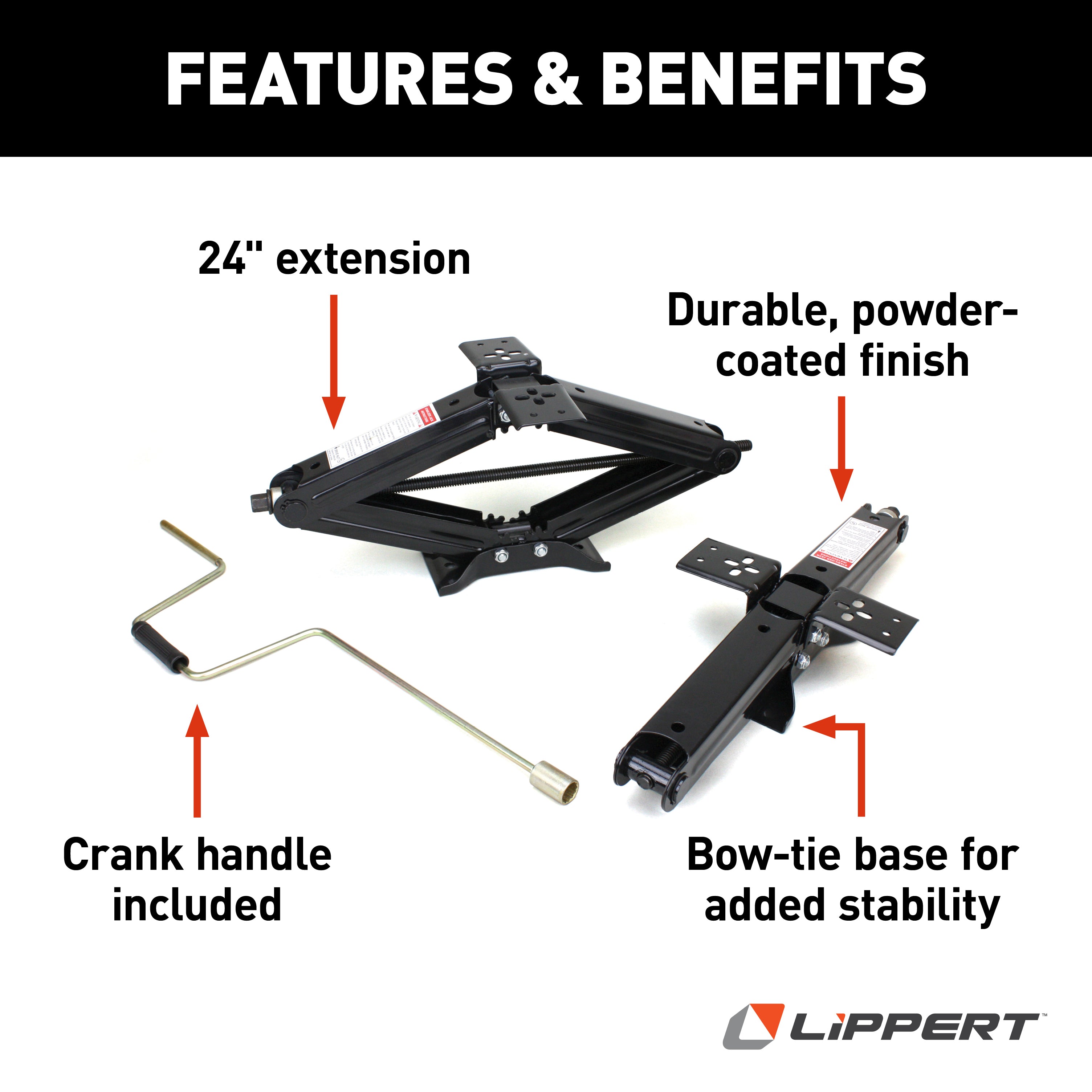 Lippert Manual Rv Scissor Jack Kit - 24" 5,000 Lbs. 2-Pack #285326 - Image 4