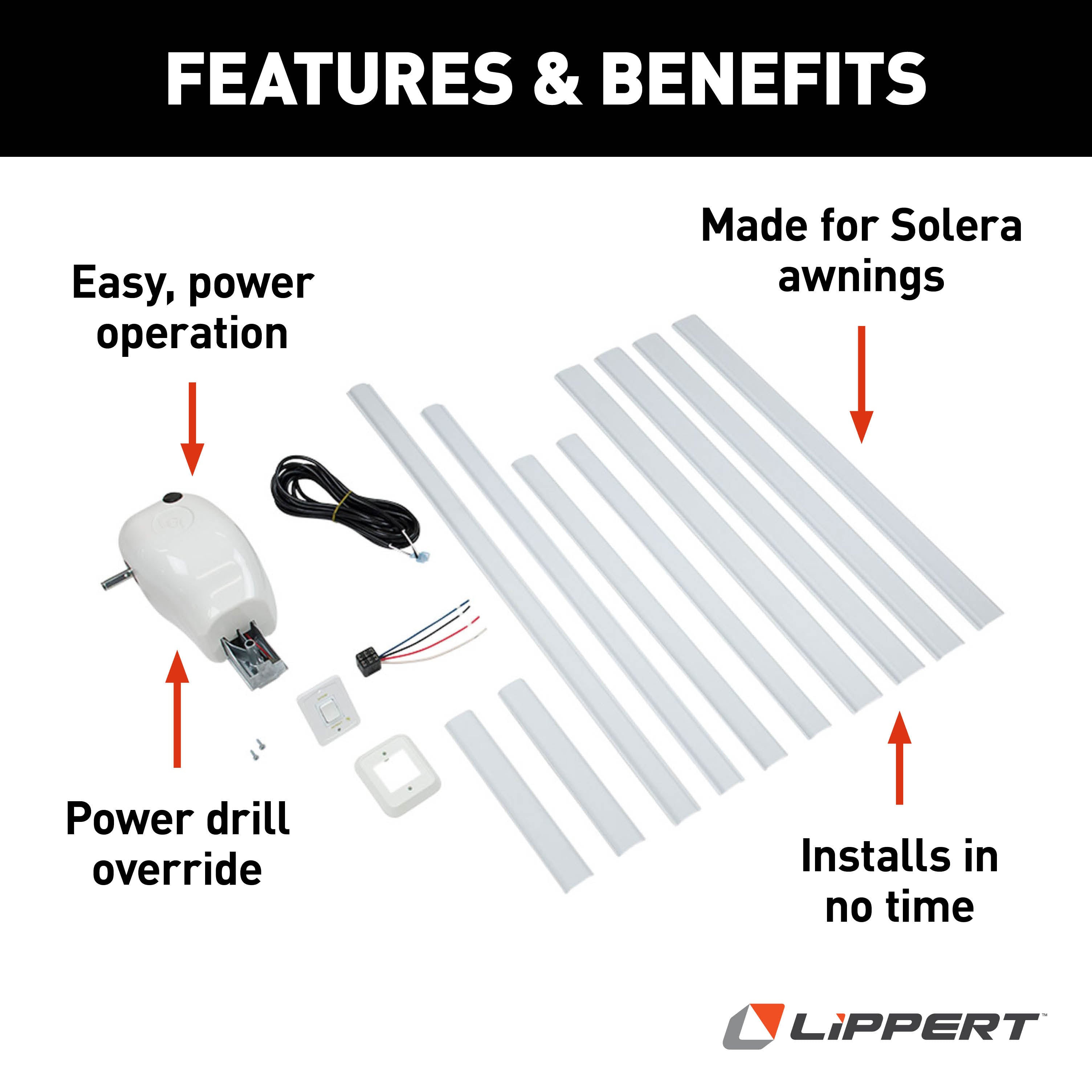 Solera Manual Crank Style To Power Awning Conversion Kit, White #337727 - Image 2