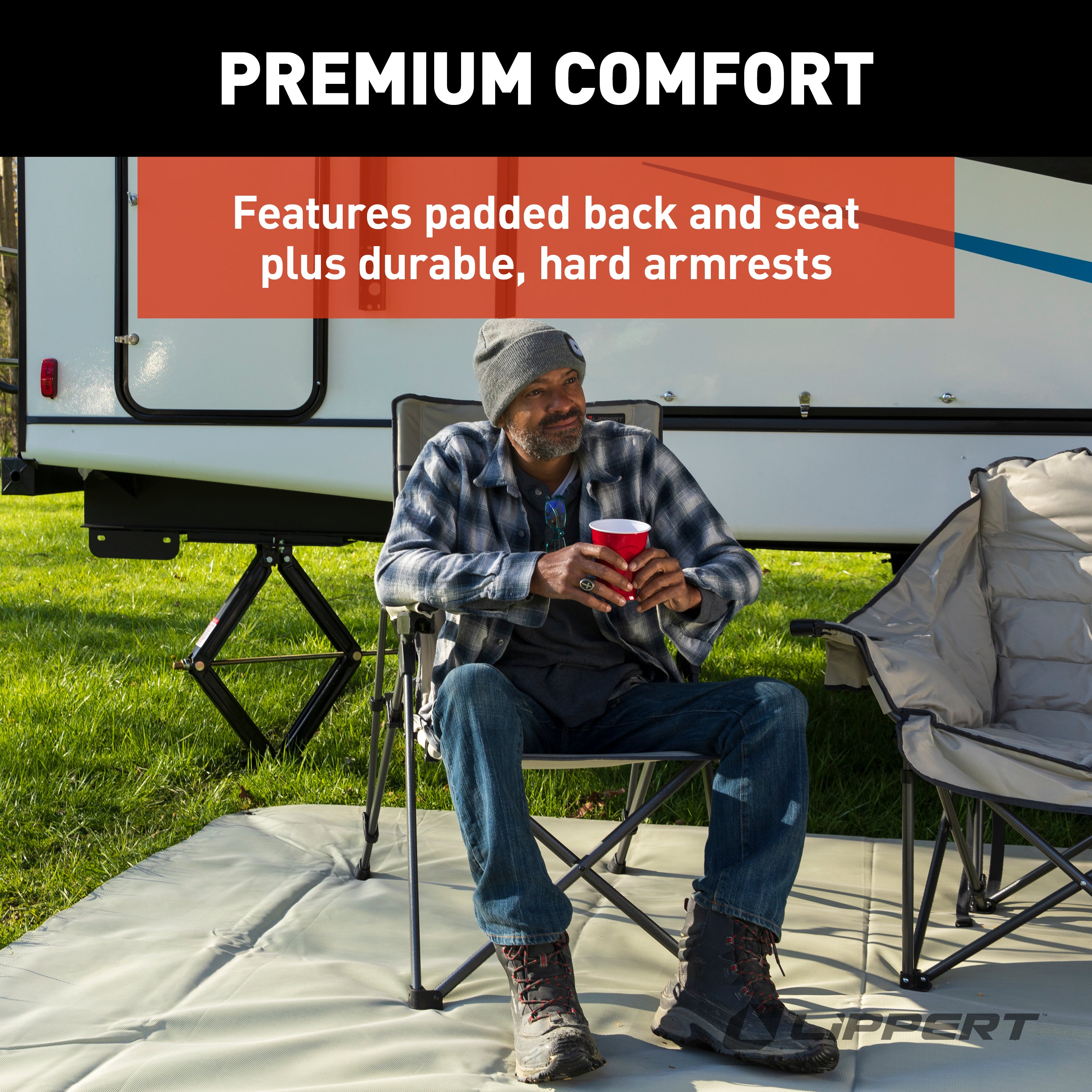Lippert Sun Soaker Reclining Camping Chair - Sand - Image 6