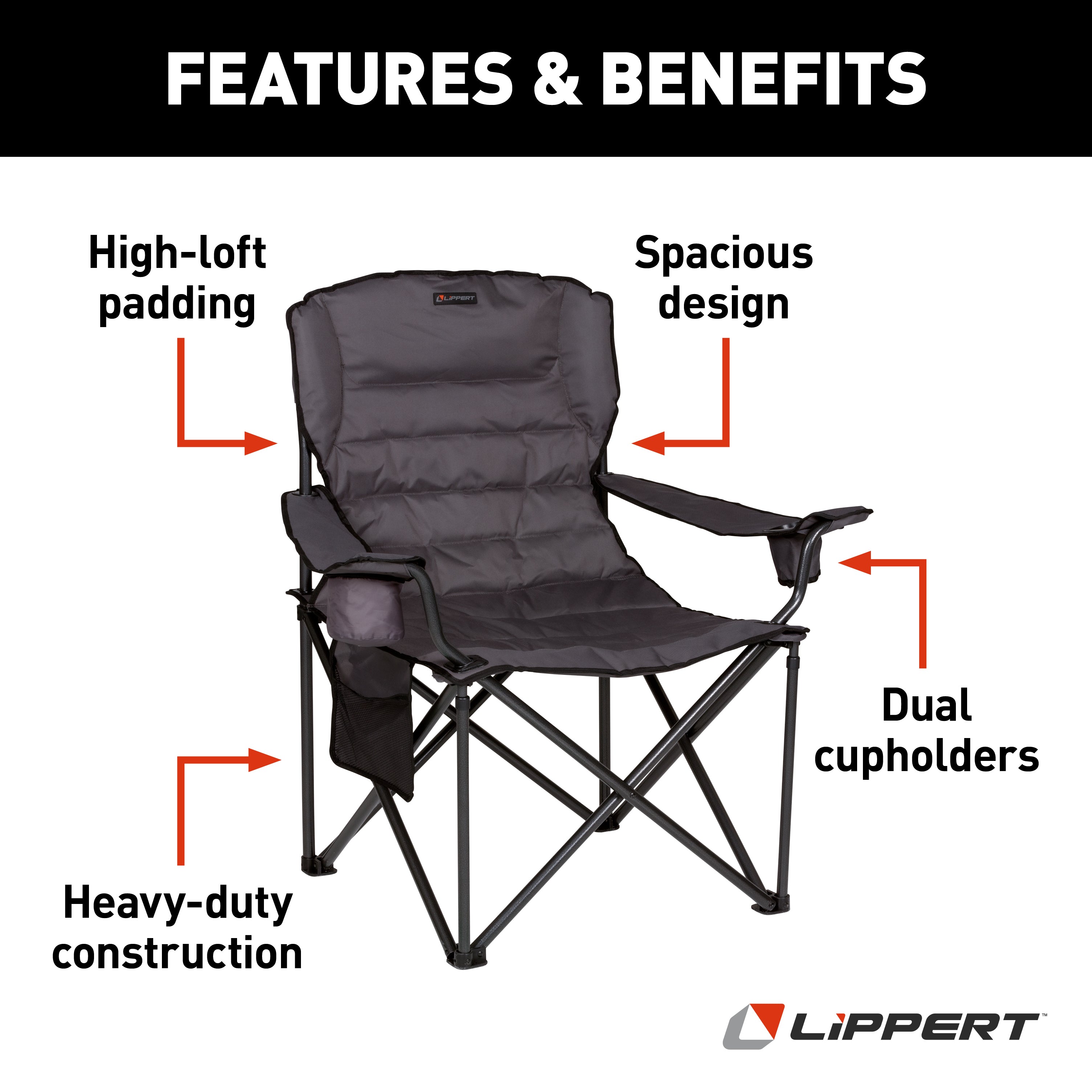 Lippert Campfire Deluxe Folding Chair - Dark Grey #2022114828 - Image 2