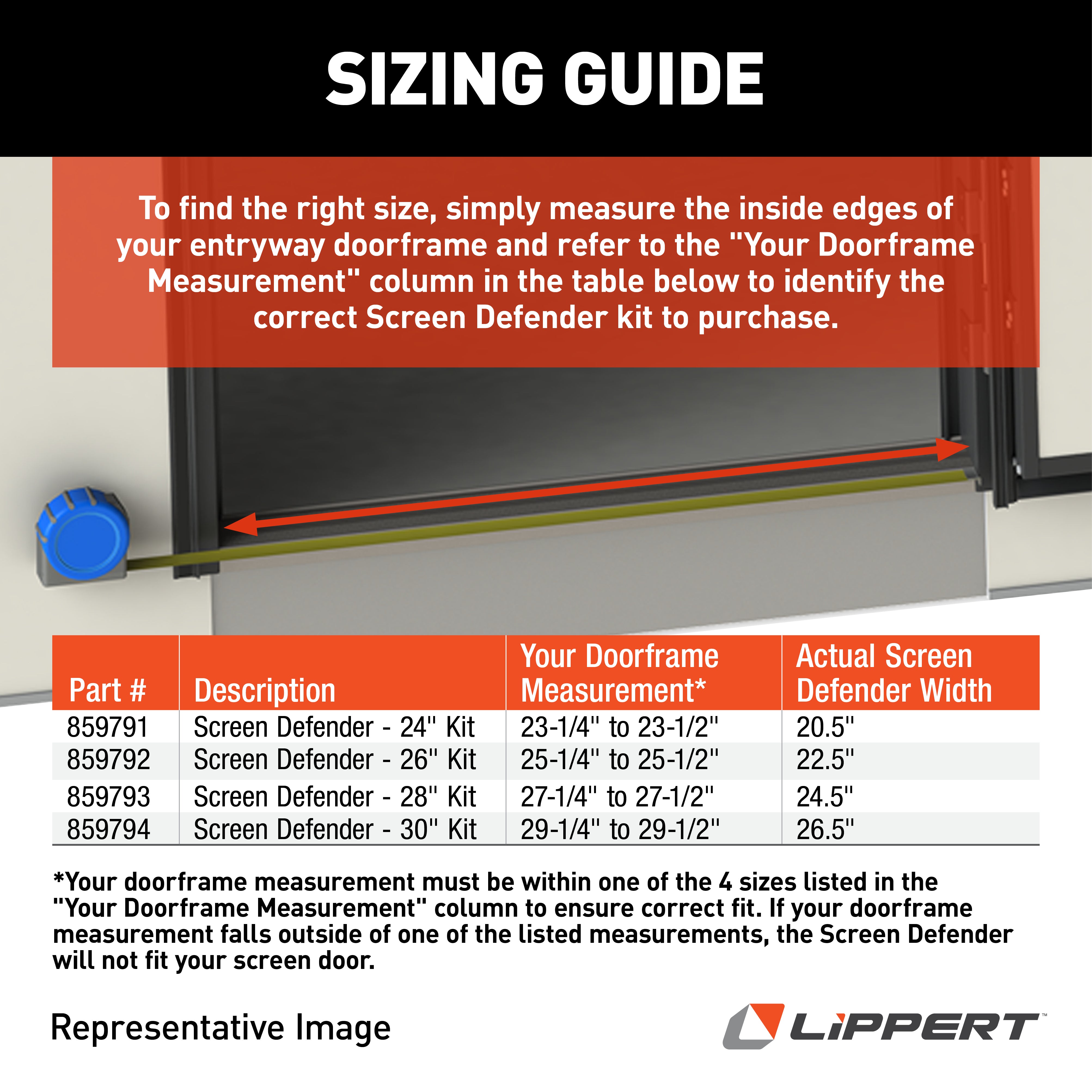 Lippert Screen Defender Rv Entry Door Screen Protector - 30" Kit - Image 3