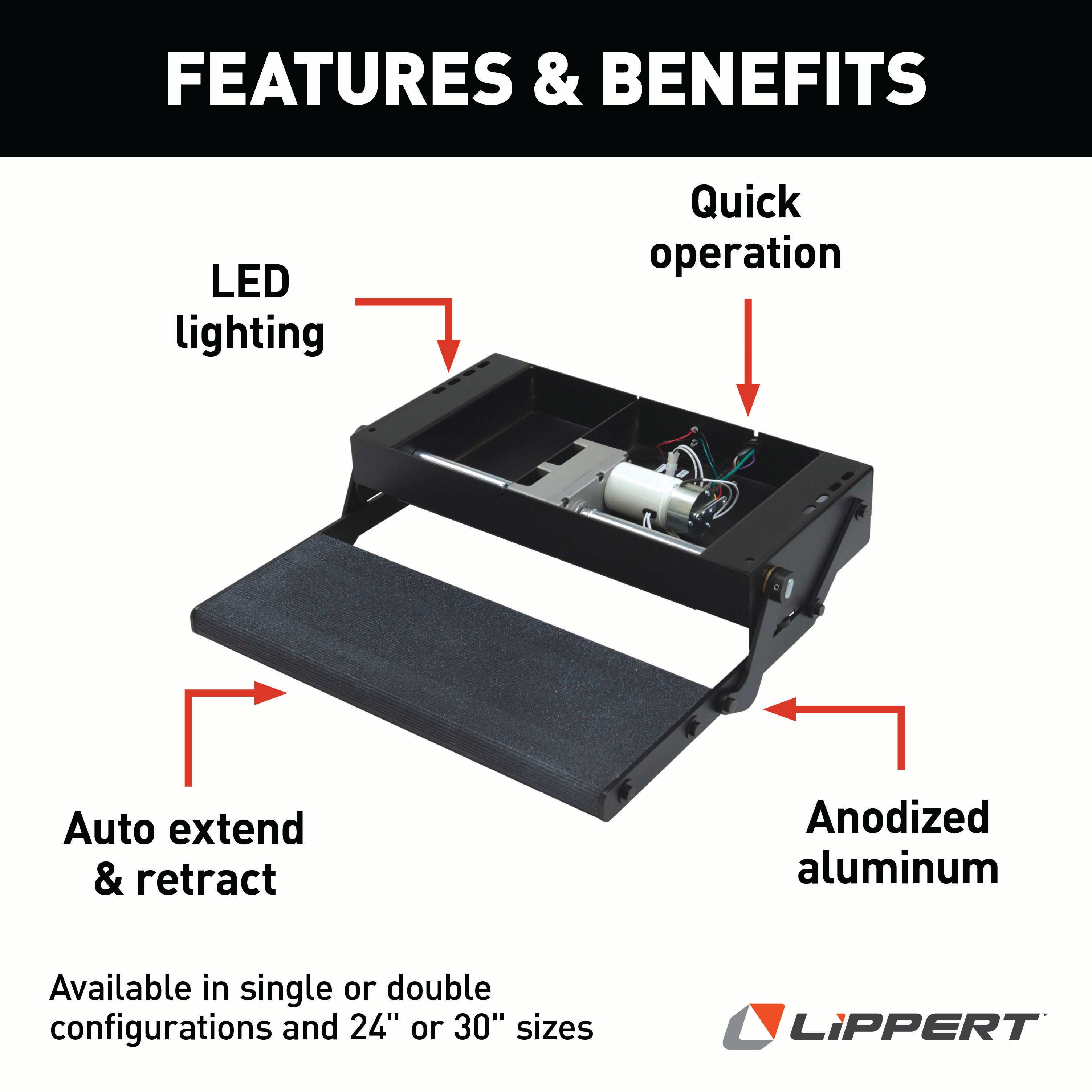 Lippert Tread Lite Rv Power Steps - 24" Single - Image 2