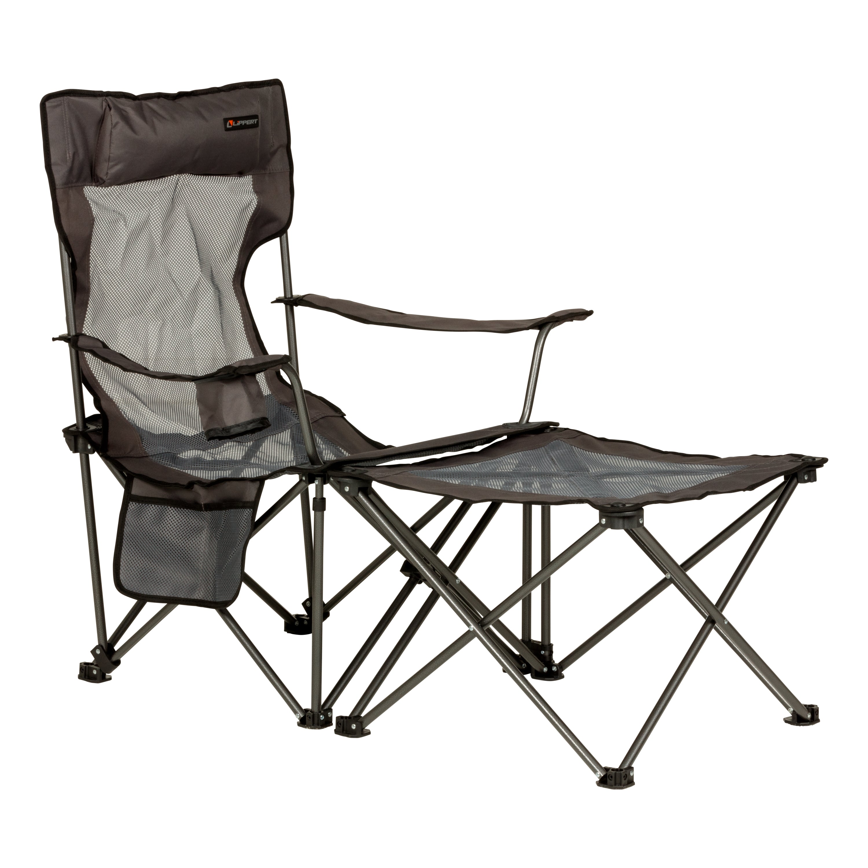 Lippert Sun Soaker Vented Reclining Camping Chair With Footrest - Dark Grey - Image 1