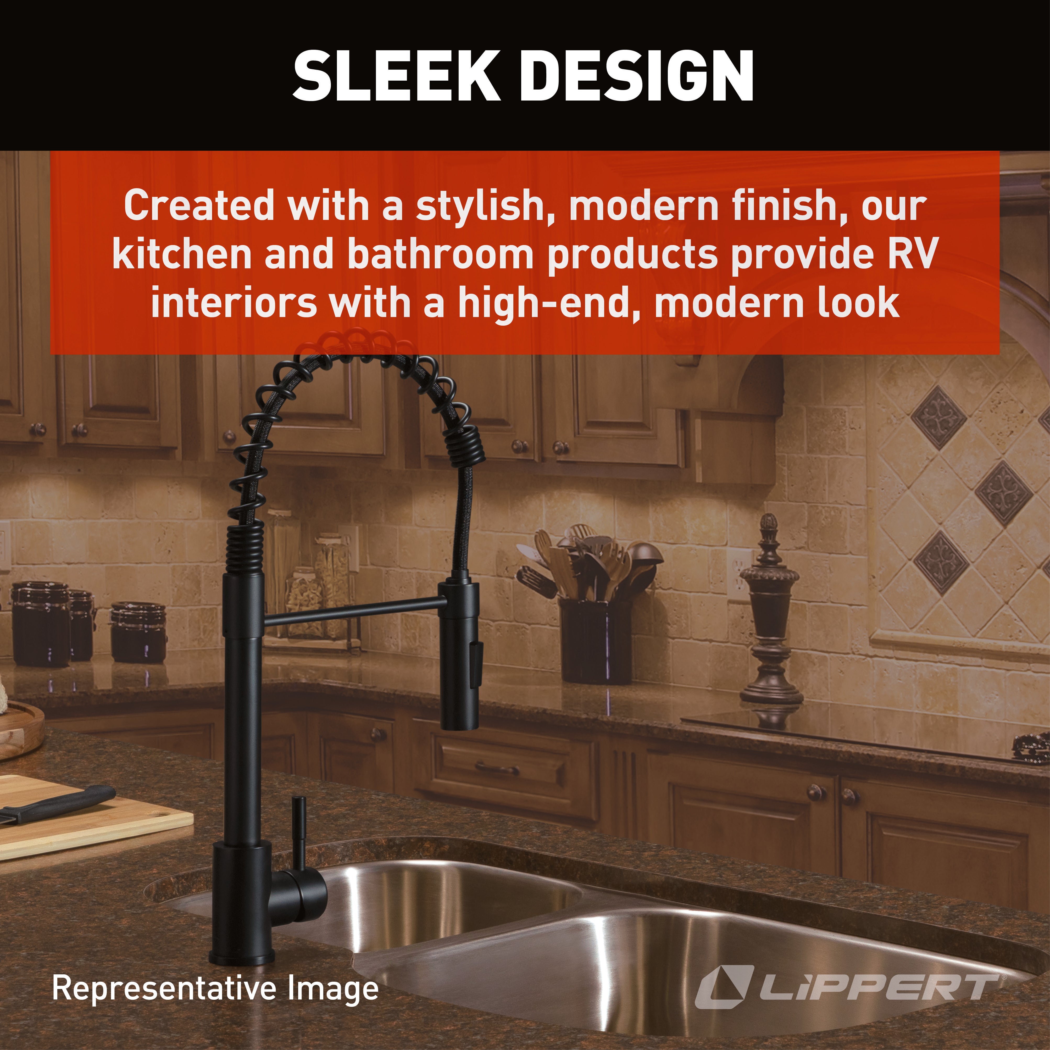 Lippert Flow Max Coiled Kitchen Faucet - Black Matte #2021090598 - Image 4