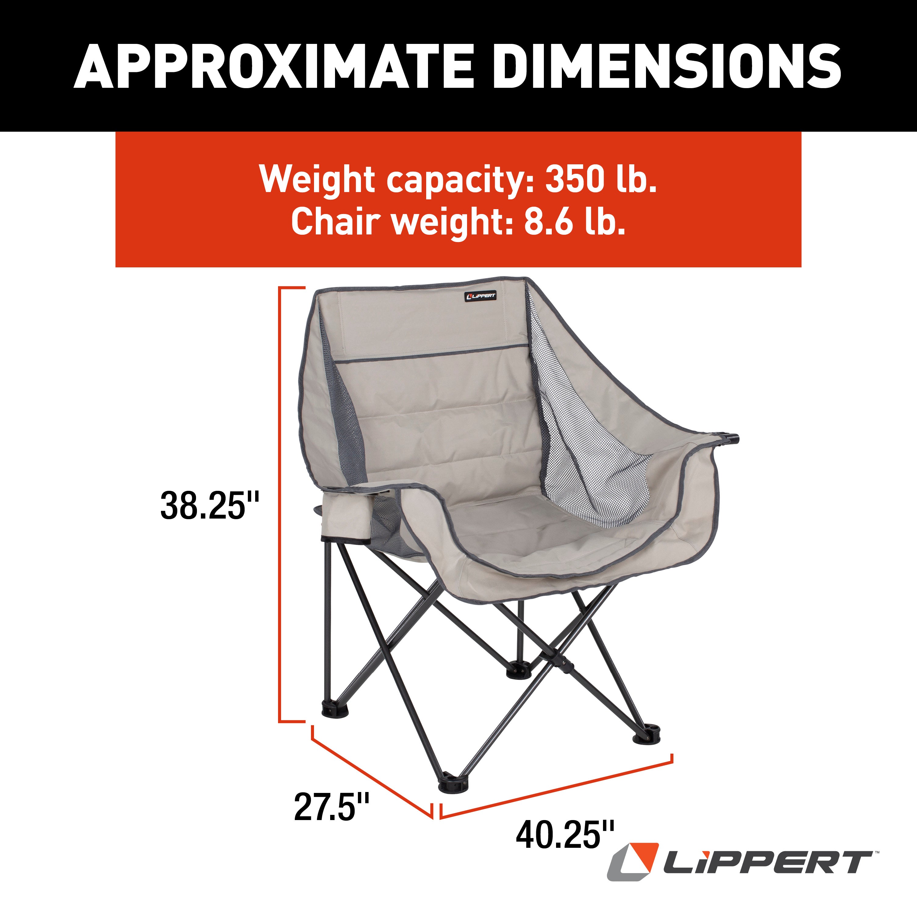 Lippert Campfire Folding Chair - Sand - Image 2