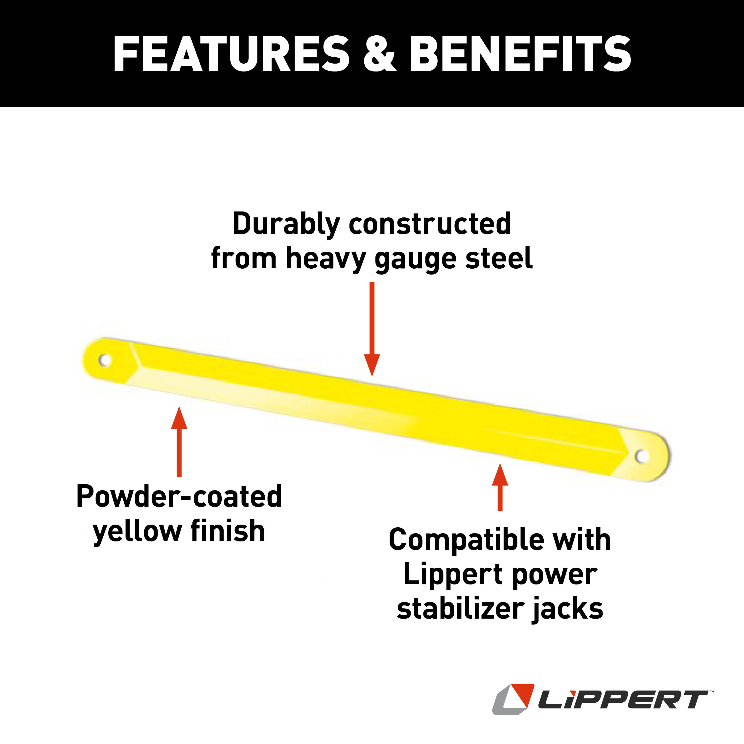 Lippert Replacement Power Stabilizer Support Arm - 19.3" Yellow #1134122 - Image 3
