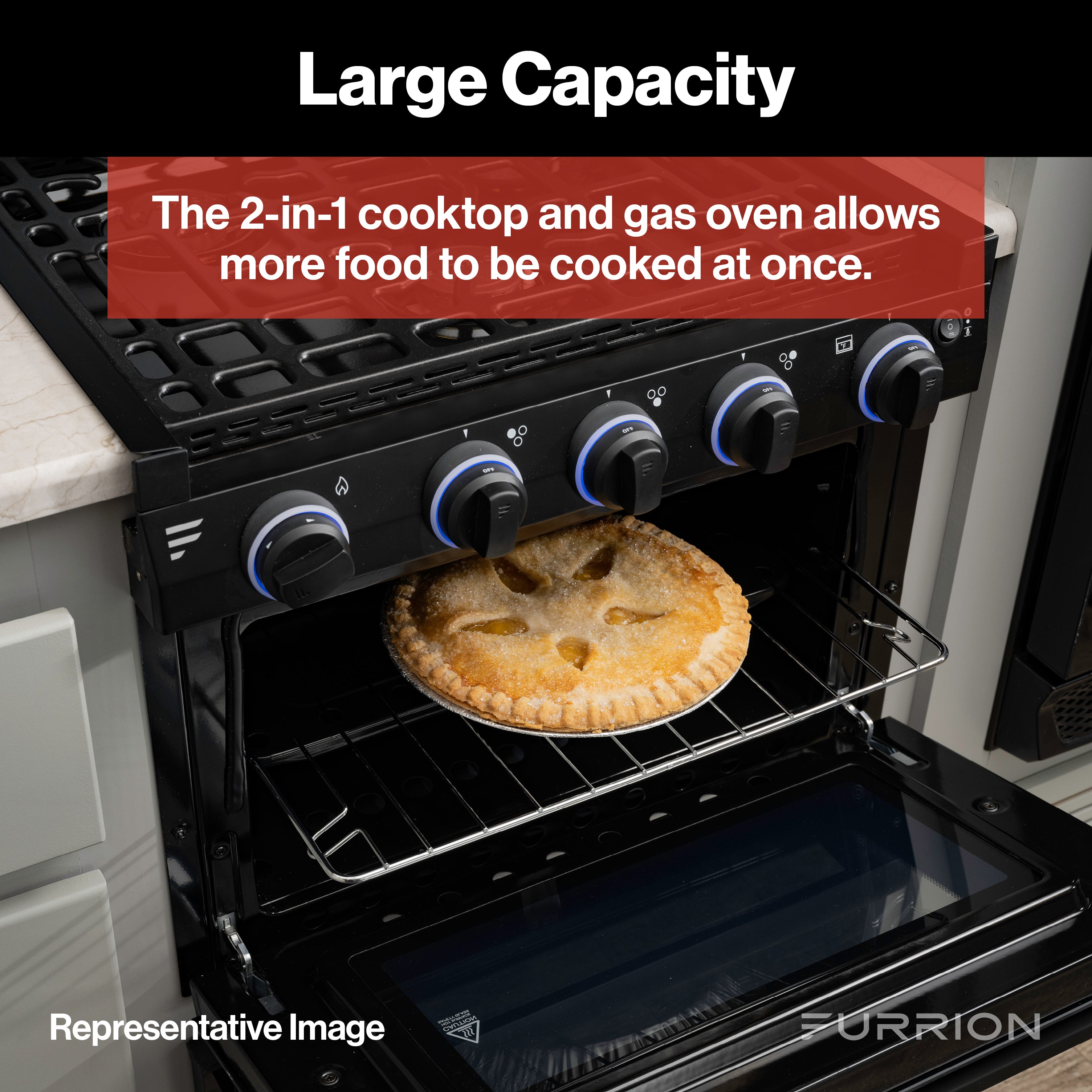 Furrion 2-In-1 Rv Gas Range Oven - 21" Black With Stainless Steel Handles #Fgr21G3A2-Bg - Image 6