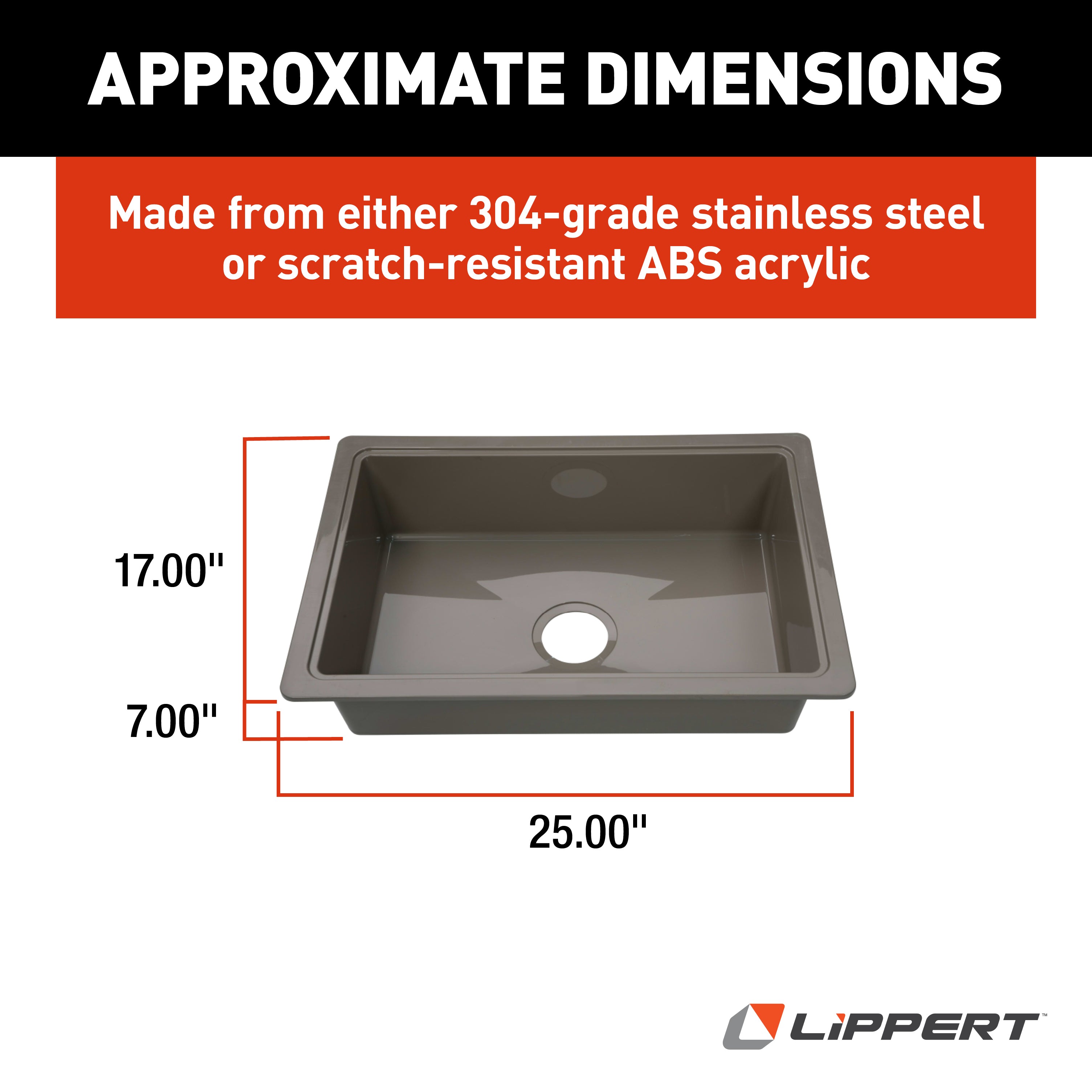Lippert Rv Single Kitchen Galley Sink - 25" X 17" X 6.6" Stainless Steel Color Abs Plastic - Image 6