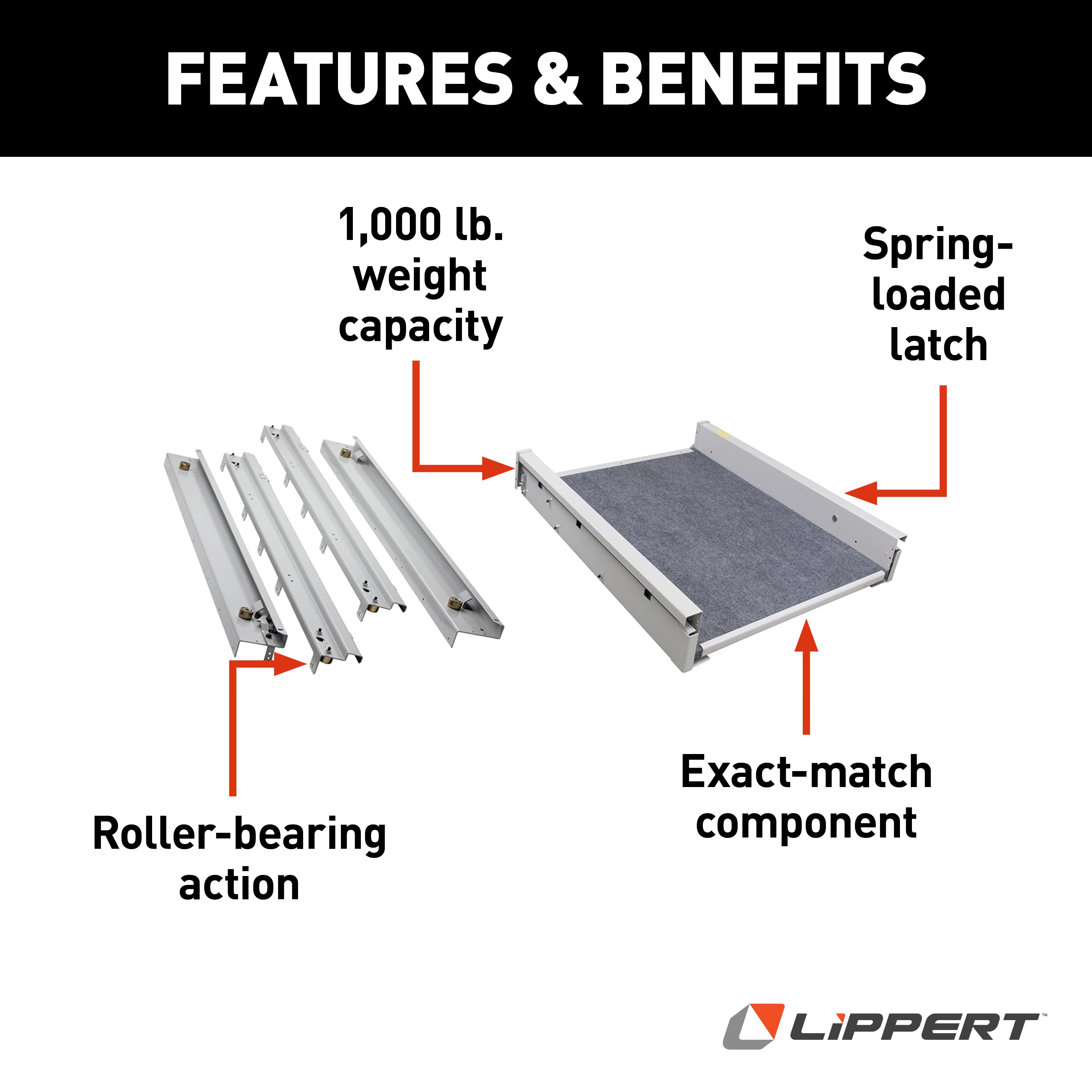 Lippert - Kwikee Super Slide I Rv Cargo Tray - 70" - Image 2