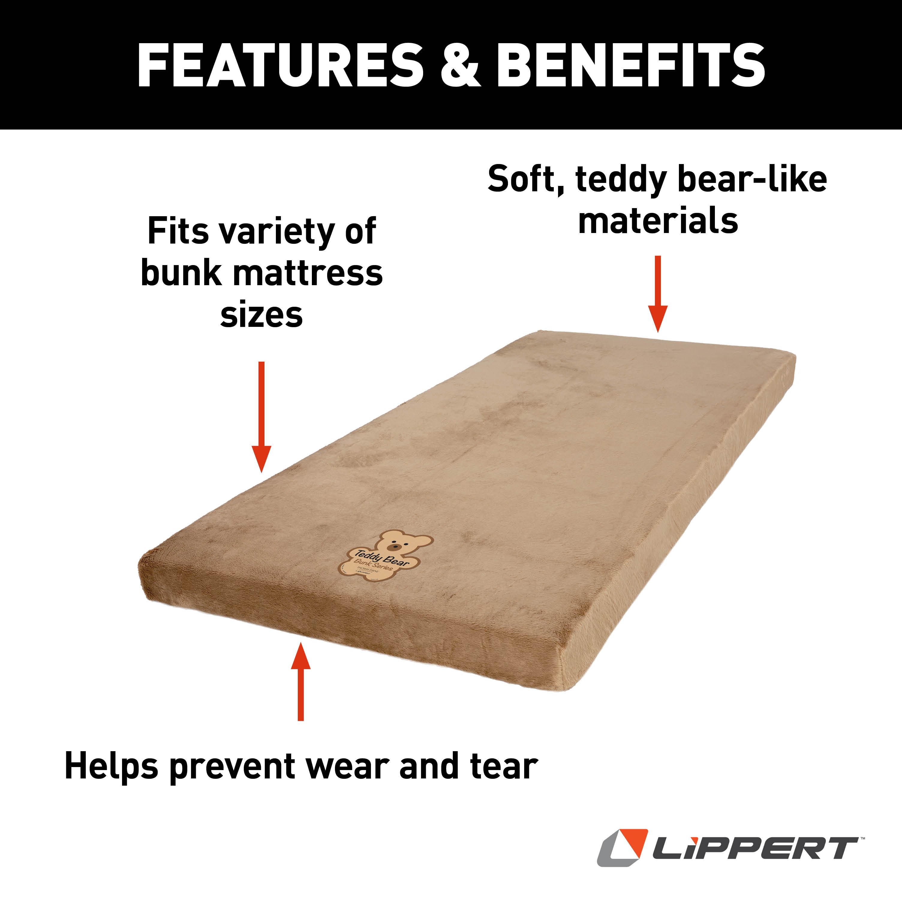 Lippert - Teddy Bear Bunk Mat Cover - 32" X 74" X 3" (Tan) - Image 4