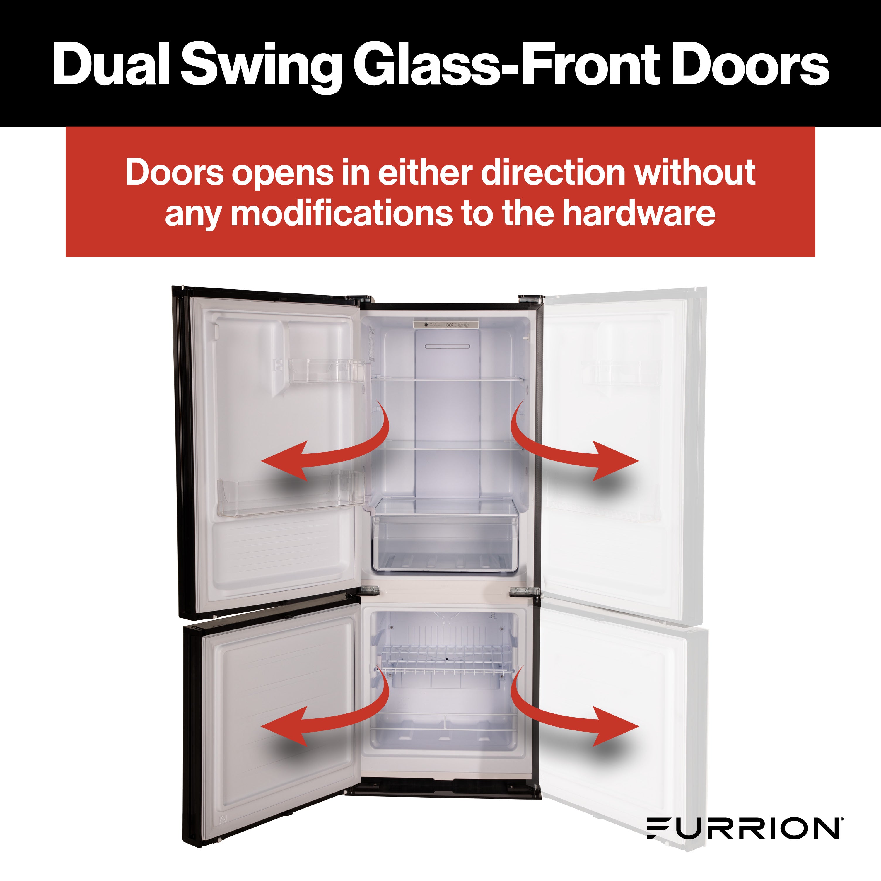 Furrion Rv Refrigerator - 12V, 10.7 Cu. Ft., Dual Swing Doors, Bottom Door Freezer, Black Glass Finish #Fcr11Dcgba-Bg-Ds - Image 6