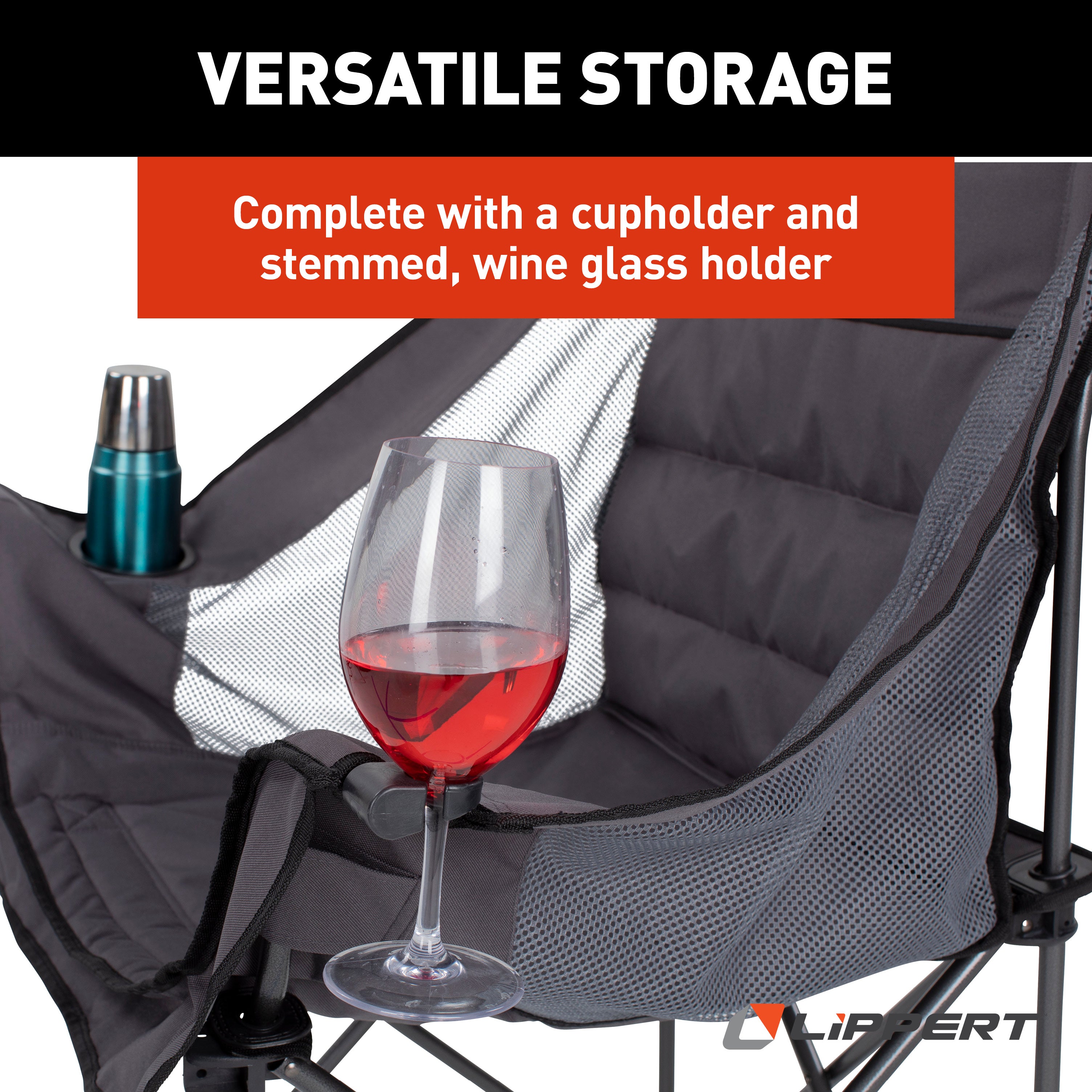 Lippert Campfire Folding Chair - Dark Grey - Image 5