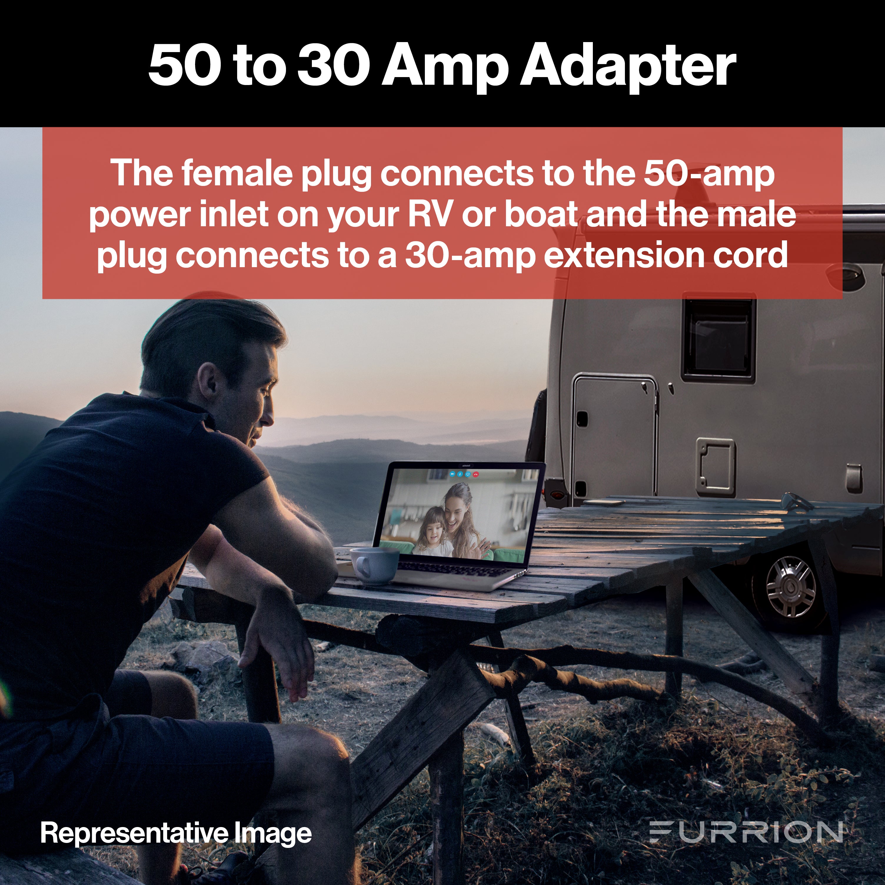 Furrion Pigtail Adapter - 50A Connector To 30A Plug, Black #Fp5230R-Sb - Image 6