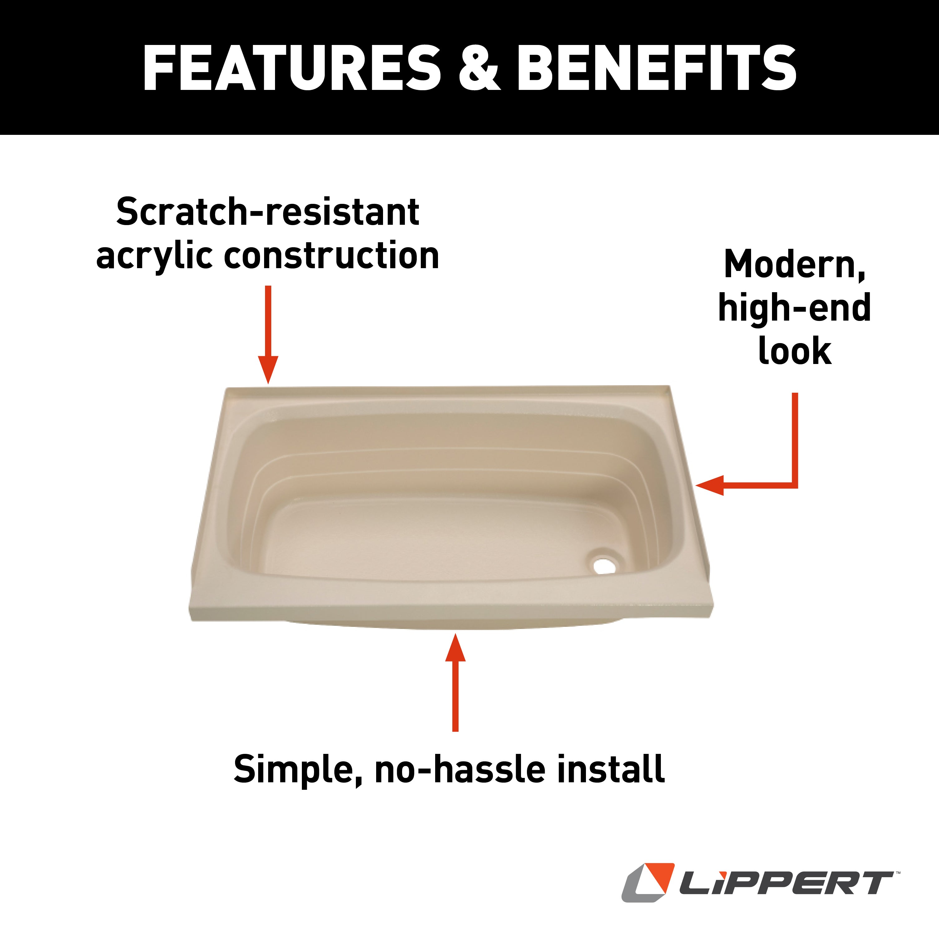 Lippert Bathtub With Right Drain - 24" X 36", Parchment #P2436Rhspk - Image 4