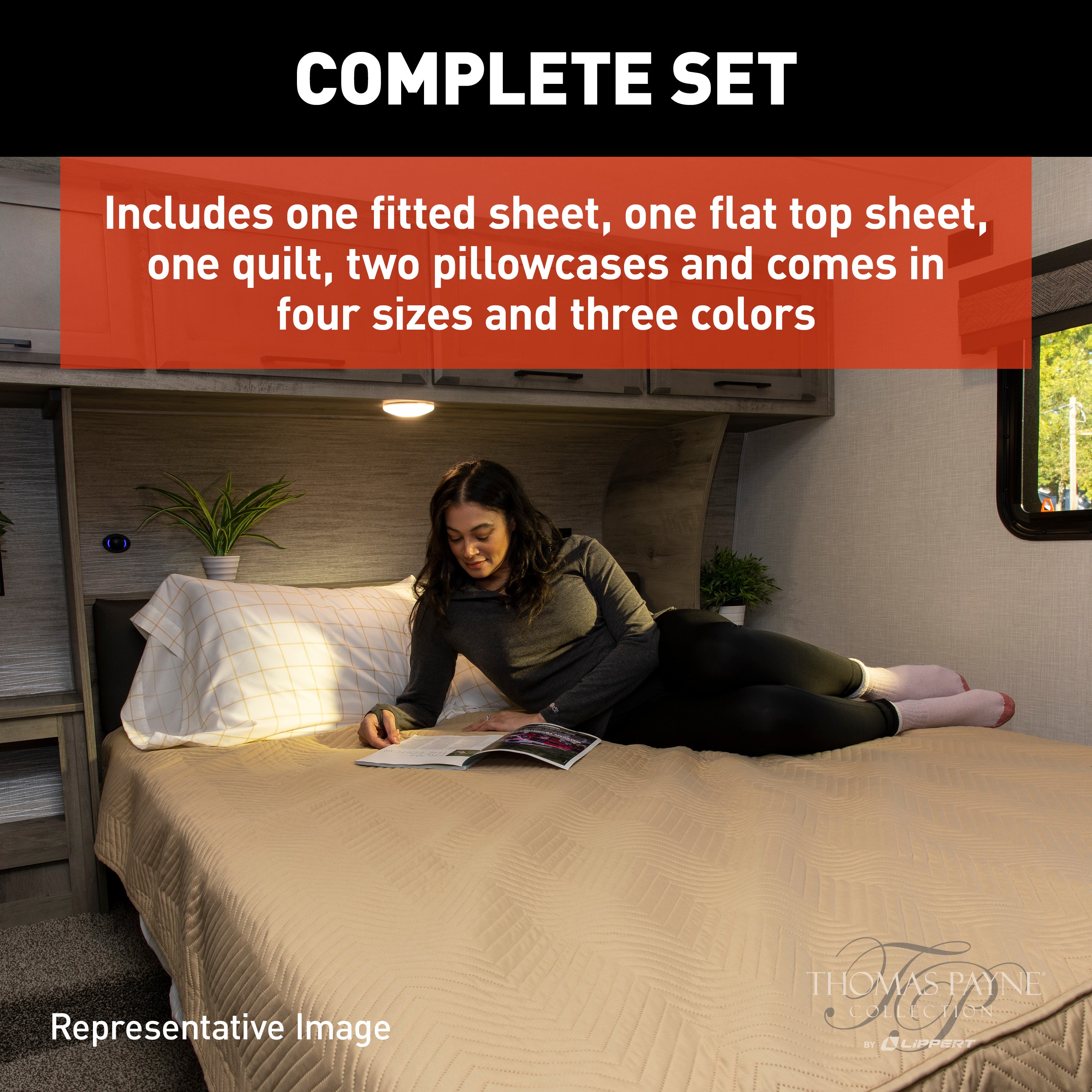 Thomas Payne Easy Zzzs Rv Bedding Set - Short Queen, Tan #2022107829 - Image 4