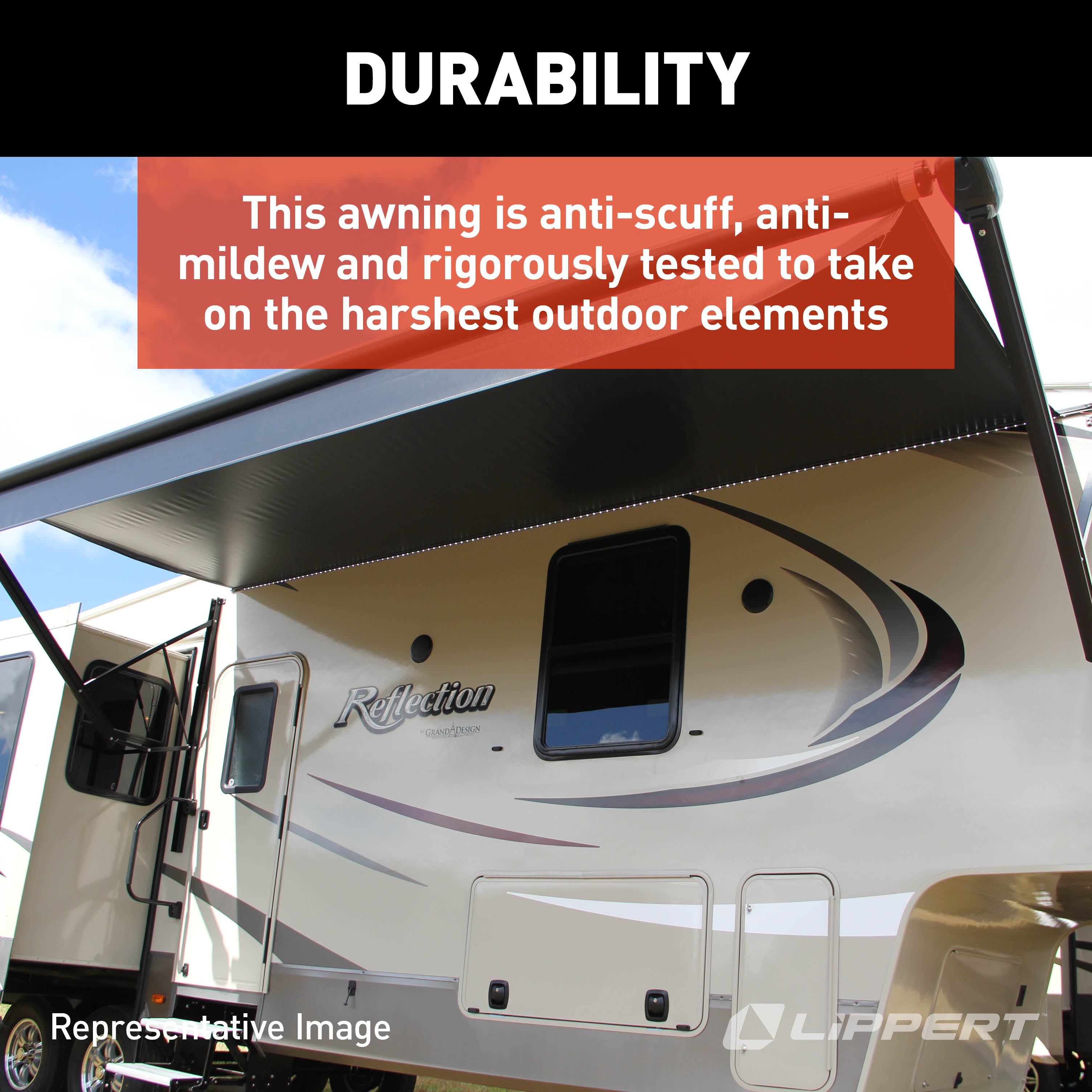 Solera 19' 1000 Series Rv Awning Roller Assembly - Sand Fade (Black When Closed) #V000343050 - Image 3