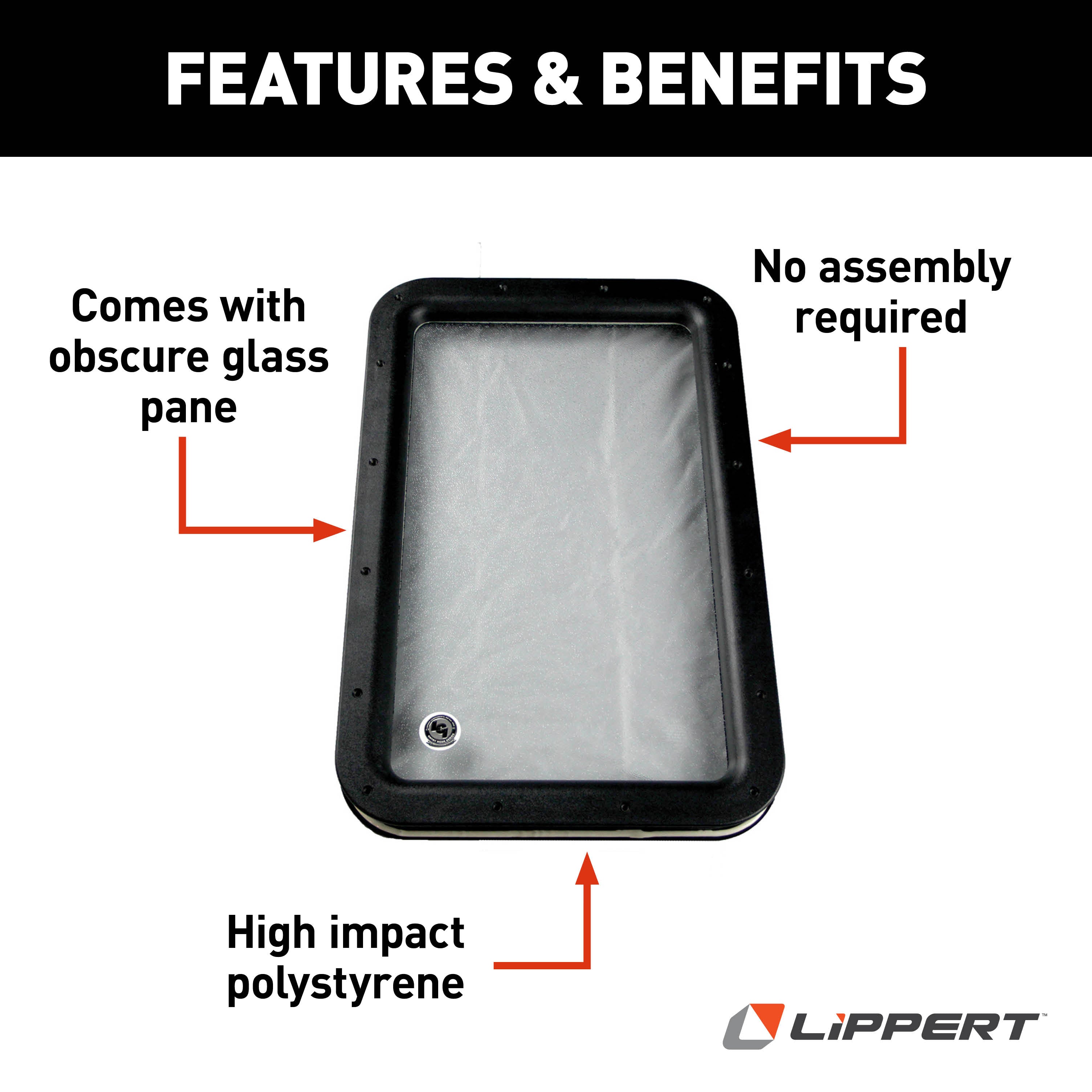 Lippert Inner & Outer Window Frame With Seal & Glass - 12" X 21" Black #363370 - Image 3