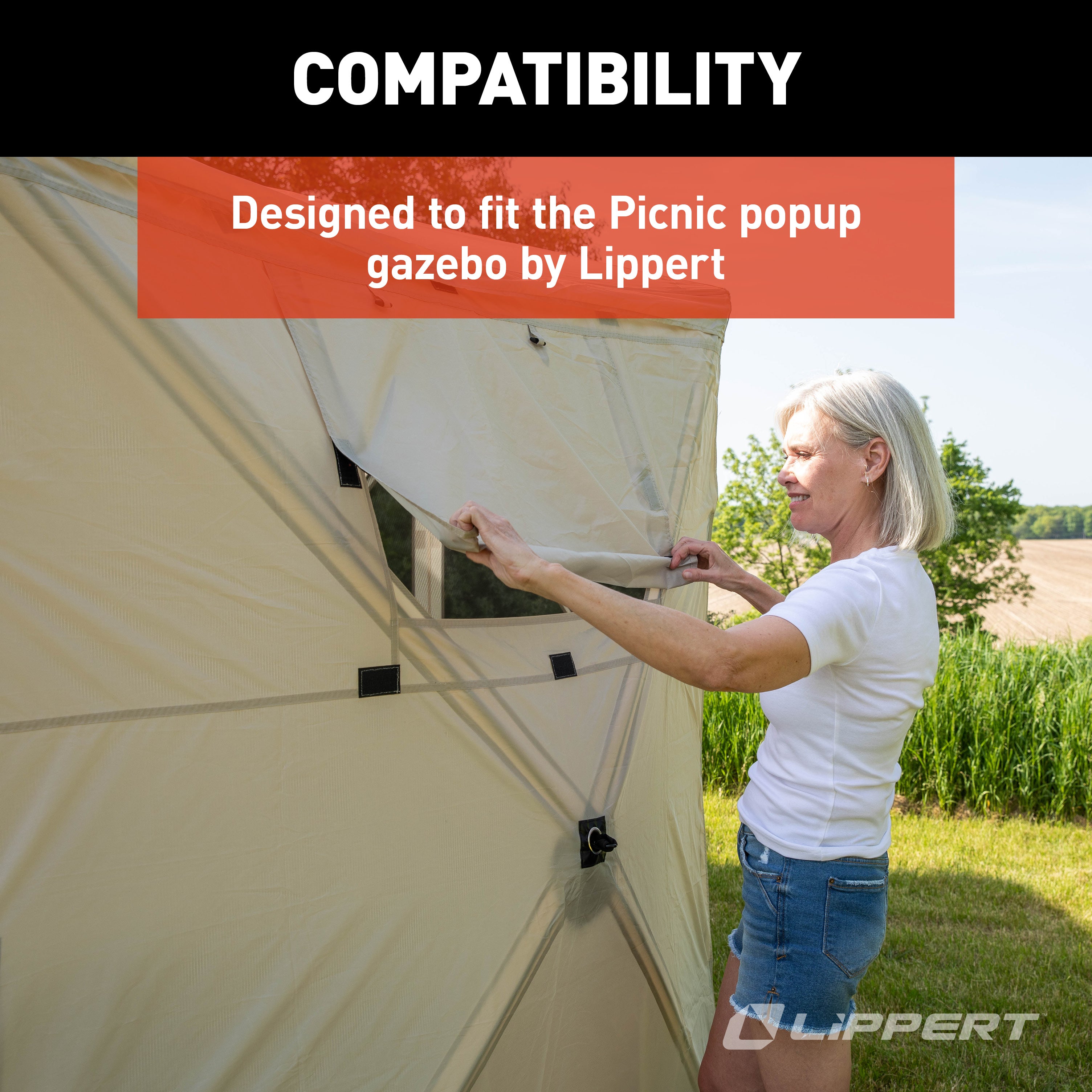 Lippert - Picnic Popup Gazebo Wind Panels - 12' X 12' - Image 4