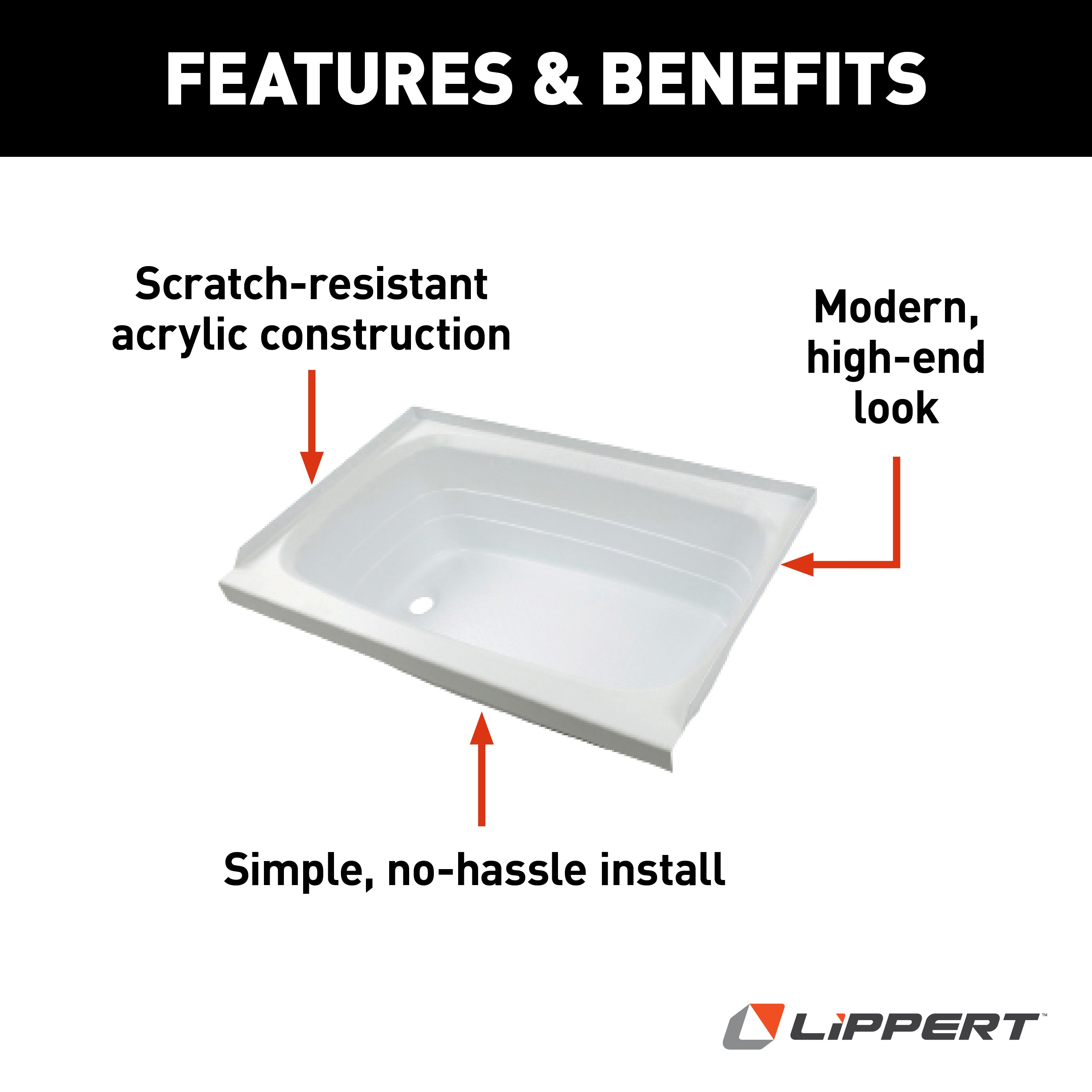 Lippert Bathtub With Left Drain - 24" X 46", White #W2446Lhspk - Image 3