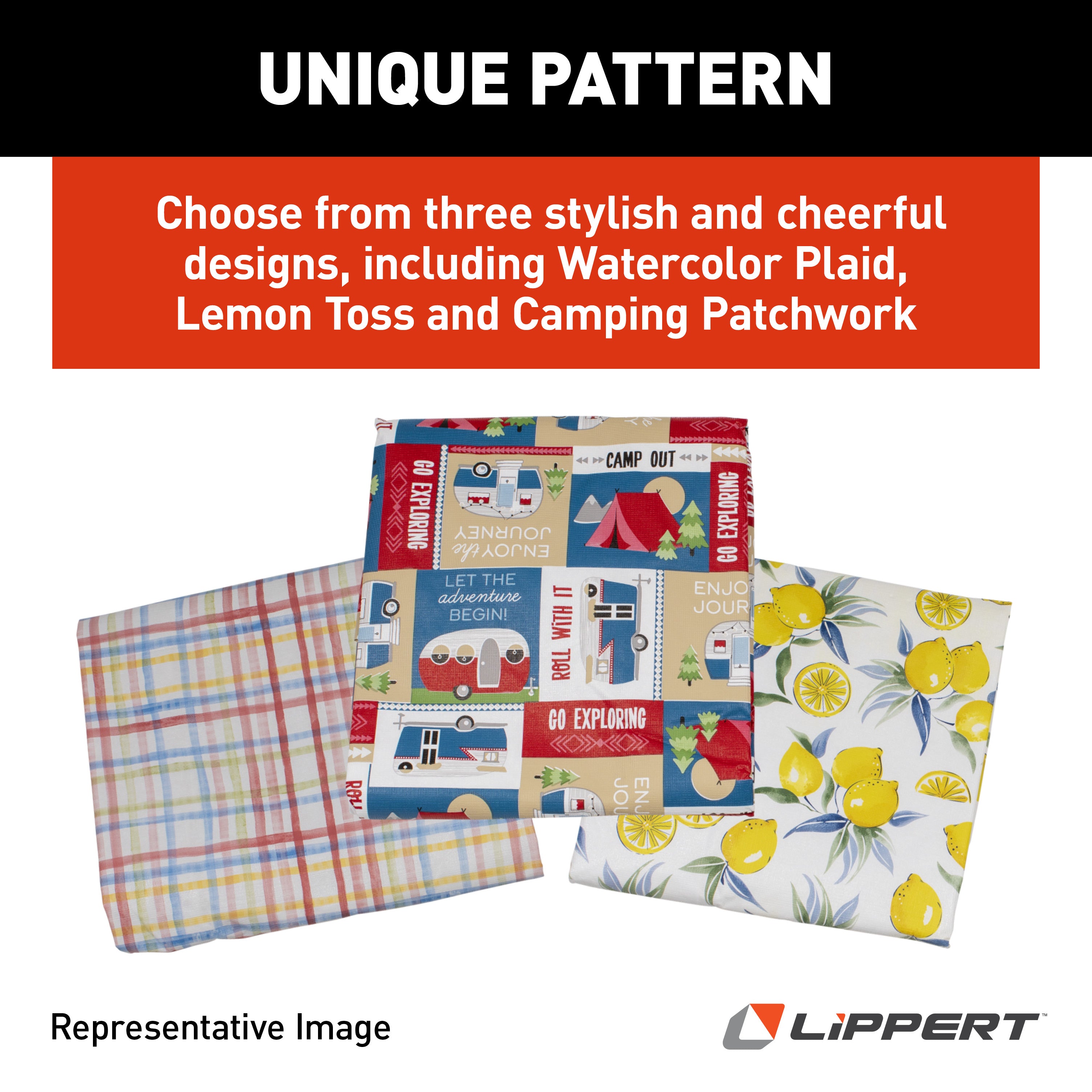 Lippert Vinyl Tablecloth With Bench Covers - Camping Patchwork #2022107835 - Image 8