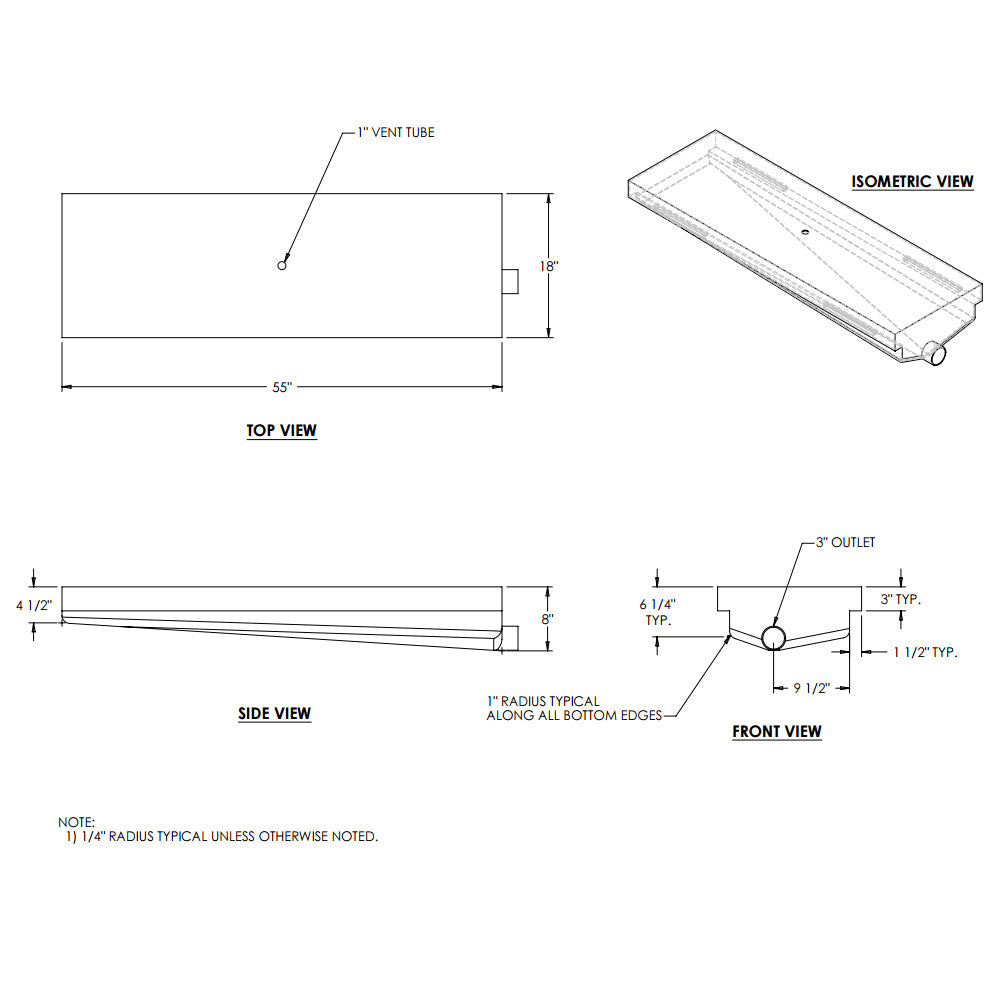 17 Gallon RV Holding Tank 55" x 18" x 8" EPI 0232H EPI Discontinued