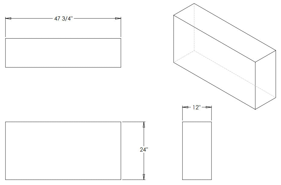 57 Gallon RV Water Tank 47 3/4" x 24" x 12" EPI 102W Discontinued