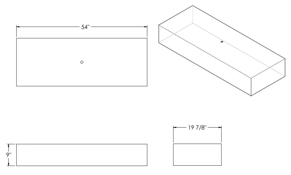 39 Gallon RV Water Tank 54" x 19 7/8" x 9" EPI 107W - DISCONTINUED - See Replacement