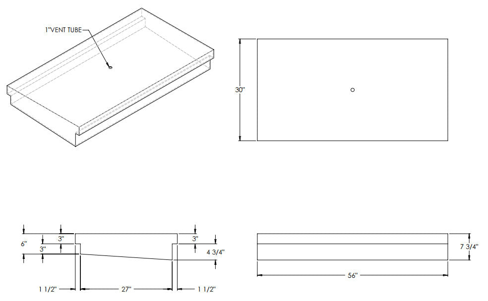 47 Gallon RV Water Tank 56" x 30" x 7 3/4" EPI 1339/W1627 Discontinued