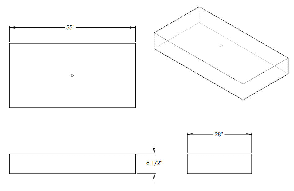 52 Gallon RV Water Tank 55" x 28" x 8 1/2" EPI 143W Discontinued