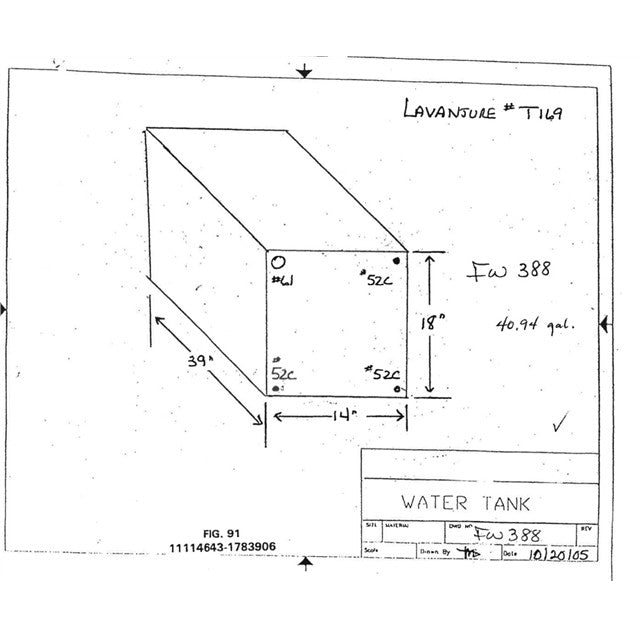 42 Gallon RV Fresh Water Tank - 39" x 18" x 14" - Premium Quality T169