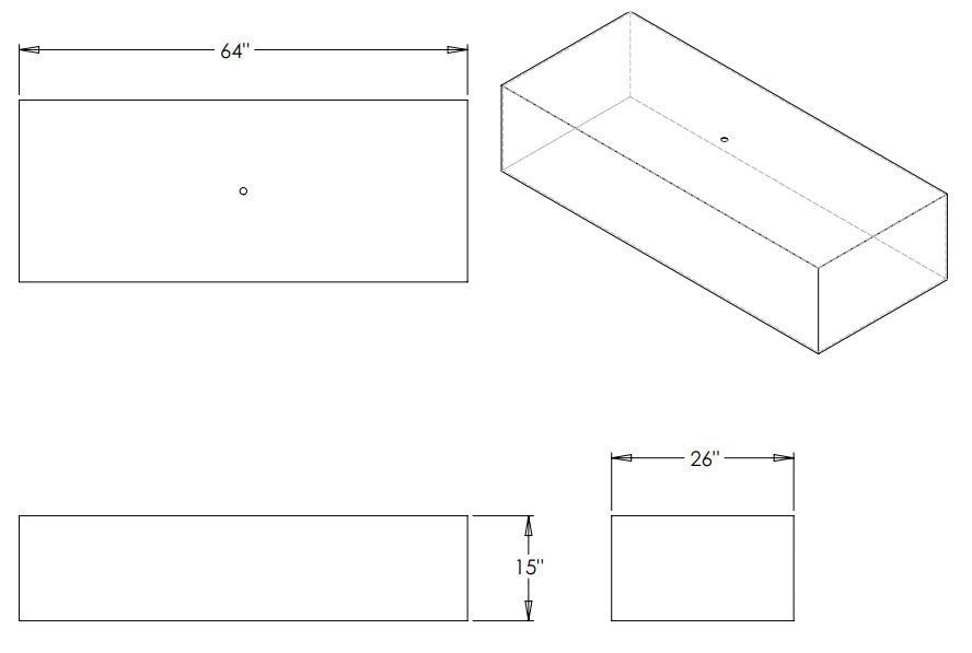 98 Gallon RV Fresh Water Tank 64x26x15 | Elkhart Plastics EPI 171W | FDA Approved Polyethylene