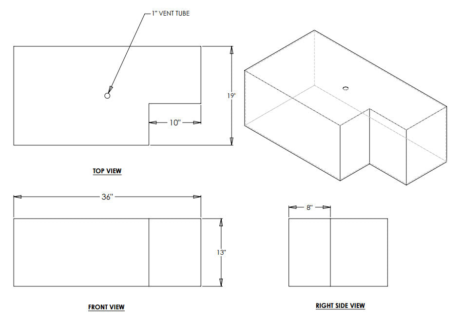 32 Gallon RV Water Tank 36" x 19" x 13" EPI 181W - DISCONTINUED - See Replacement