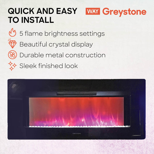 Greystone 40 Black Fireplace with Crystals 2022302421/F40-18A IN STOC –  Elkhart RV Parts