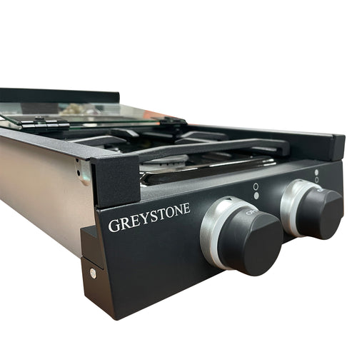 Greystone - 2 Burner Gas Cooktop Replacement Glass Top Tray Module - OEM Part 2022302090 / 2022451485 - RVHOB12