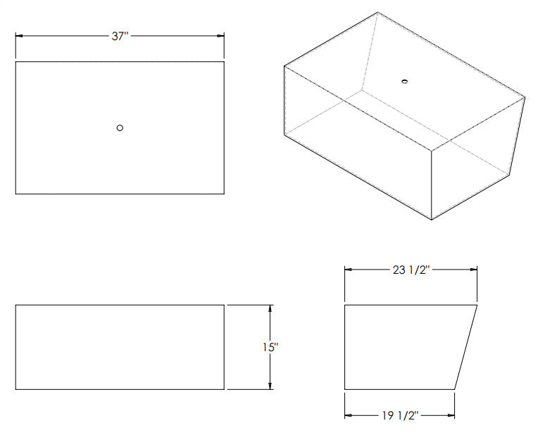 49 Gallon RV Water Tank 37" x 23 1/2" x 15" EPI 3023 Discontinued