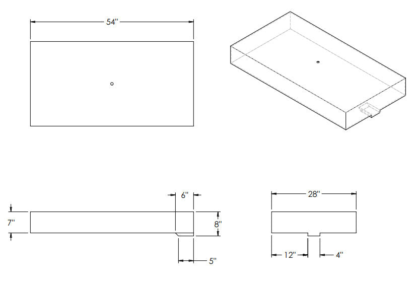 43 Gallon RV Water Tank 54" x 28" x 7" EPI 3004 Discontinued