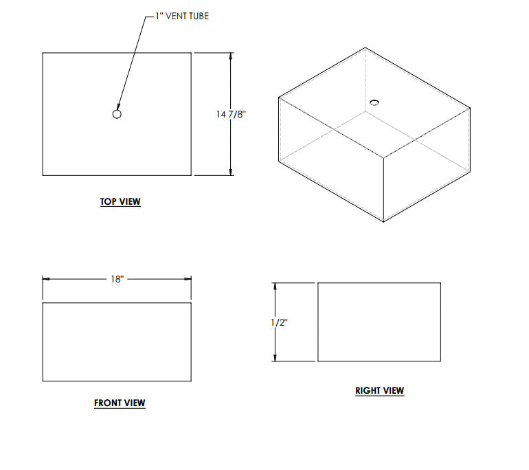 11 Gallon RV Water Tank 18" x 14 7/8" x 9 1/2" EPI 308W - DISCONTINUED - See Replacement