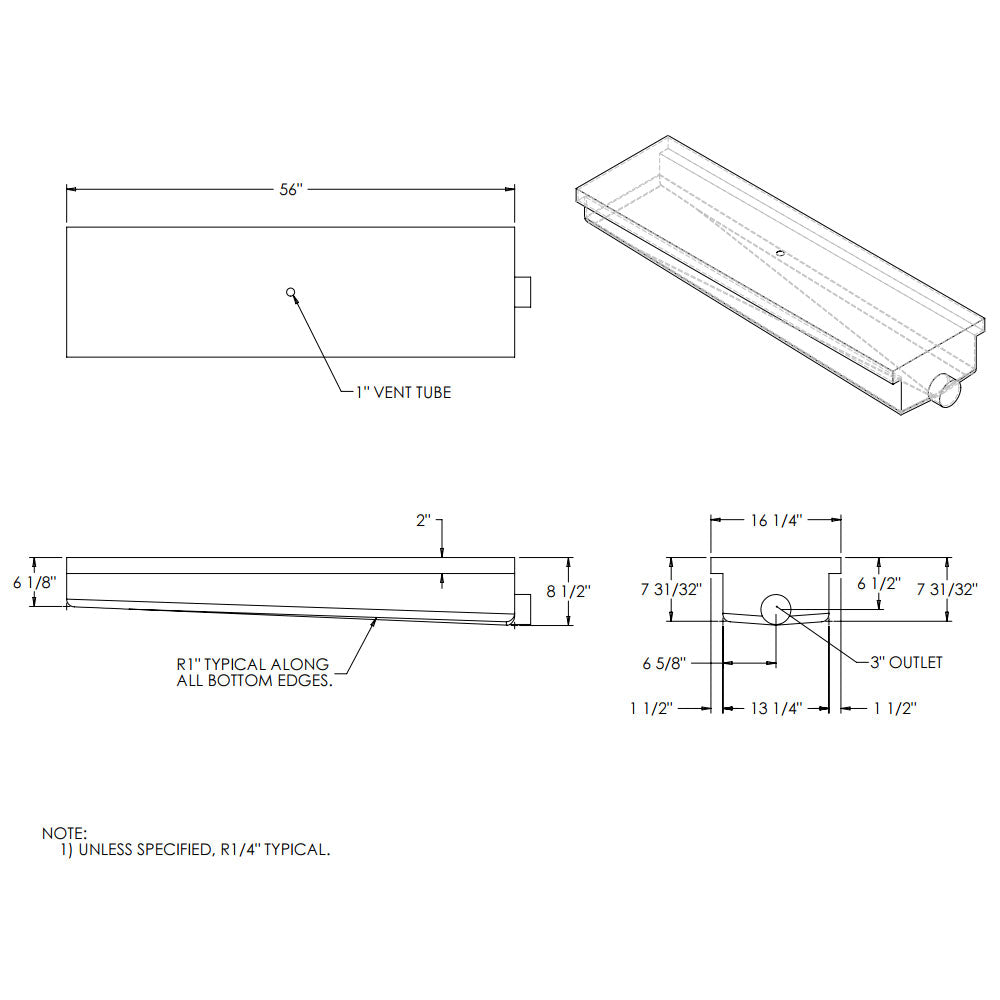 23 Gallon RV Holding Tank - Gray Black Water Tank 56x16x8 EPI 3366 Elkhart Plastics